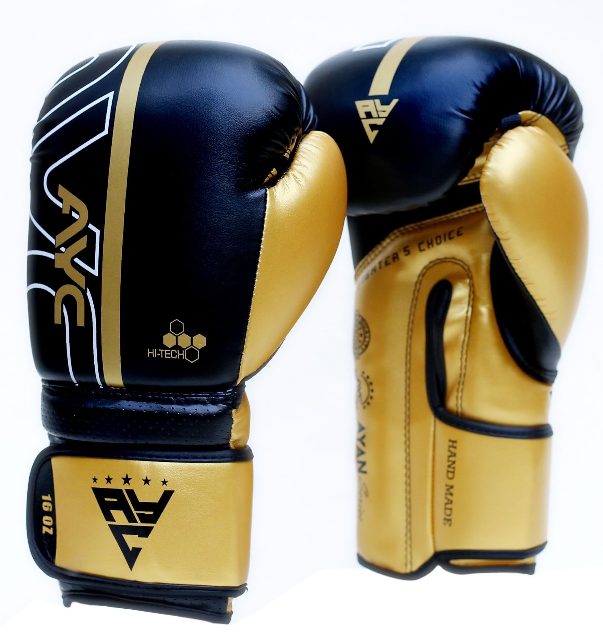 Boxing Gloves for Men & Women – Sparring Training Gloves for Punch Bag, Muay Thai, MMA & Kickboxing – Maya Hide Leather Heavy Bag Gloves with Wrist Support (10oz 12oz 14oz 16oz) (Gold Black, 12OZ)