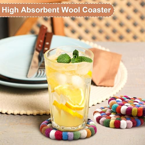 Miniatura 6 de 8 posavasos redondos de fieltro de lana posavasos de fieltro hechos a mano para bebidas posavasos de fieltro de lana merina posavasos de fieltro de