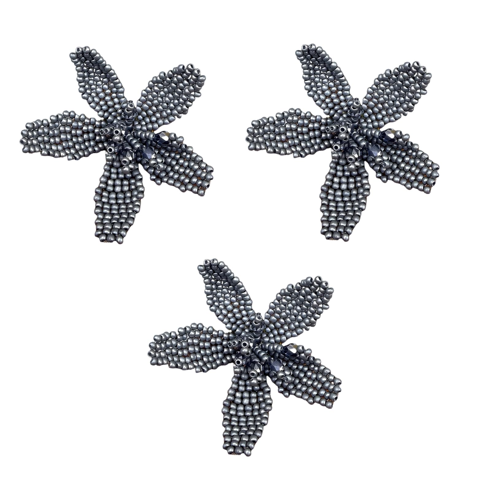 Tsophreniq 3Pcs Bead Flower Appliques Alloy Beaded Flower Charm for Sewing Craft Shoe Bag Garment Embellishment Colorful Stone Beads