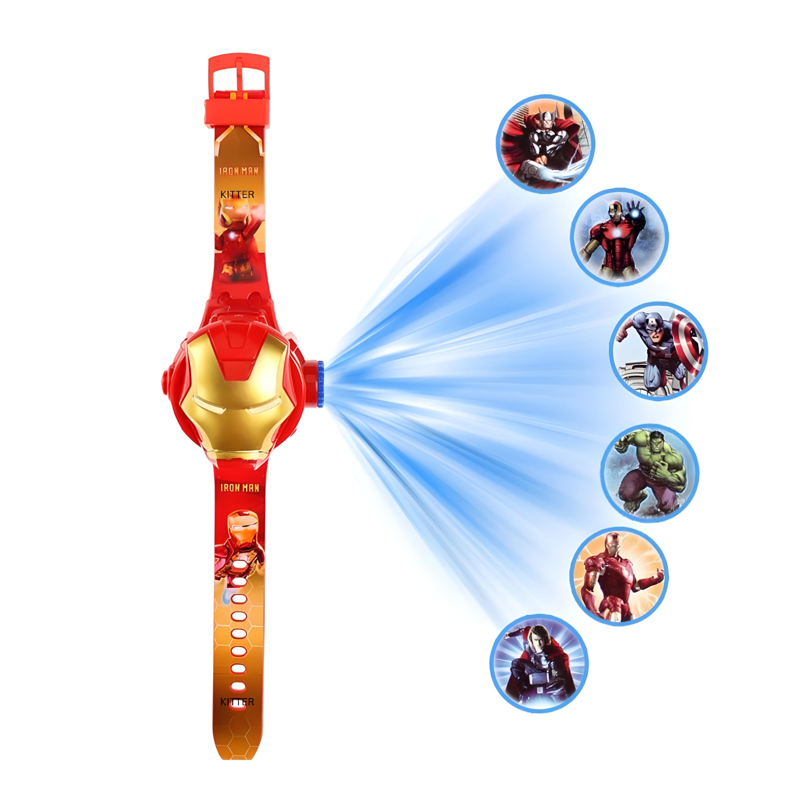 KITTER Iron Superhero Digital Wrist Watch for Boys with Projector Light Patterns | Red Super Hero Toys for Kids Boys | Superhero Theme Wrist Watch for Kids with Soft Silicone Strap (B0CZTHDGDC) Amazon Price History, Amazon Price Tracker