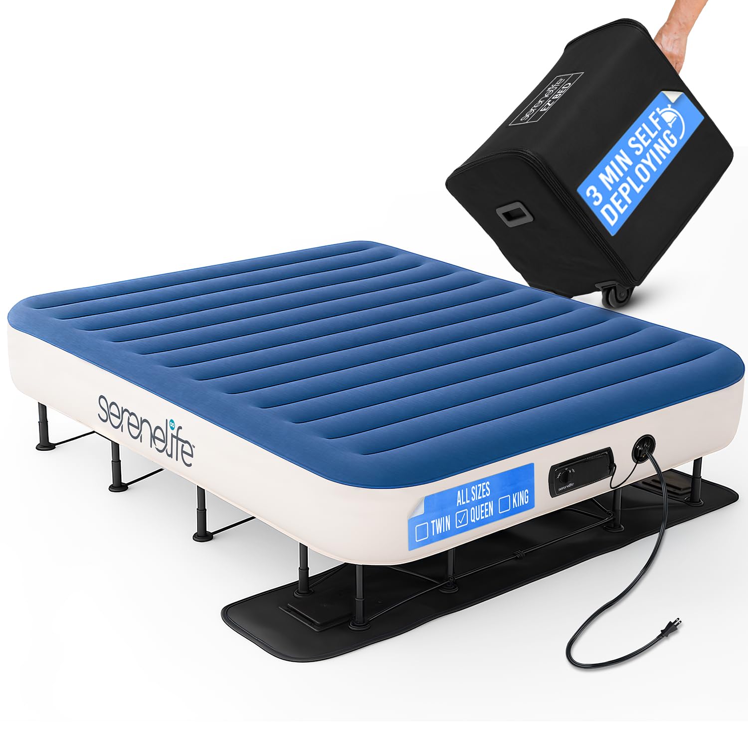 SereneLife EZ Bed with frame and case