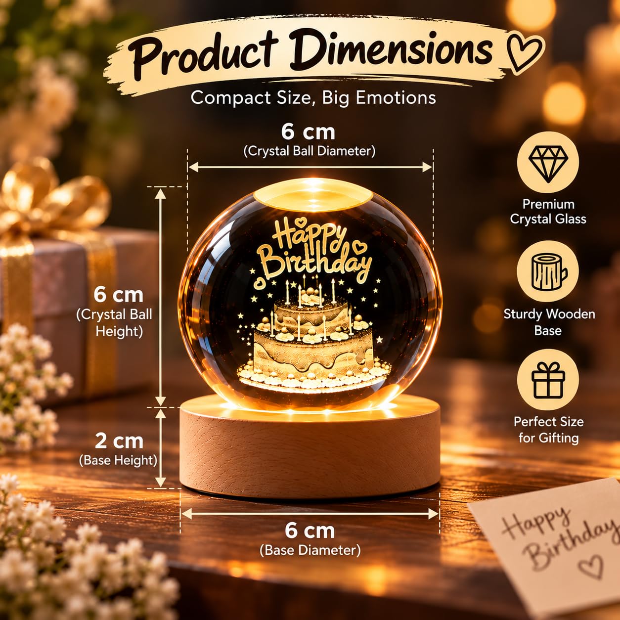 Happy Birthday Crystal Ball Lamp - USB LED Night Light -4 Happy Birthday Crystal Ball Lamp - USB LED Night Light -4