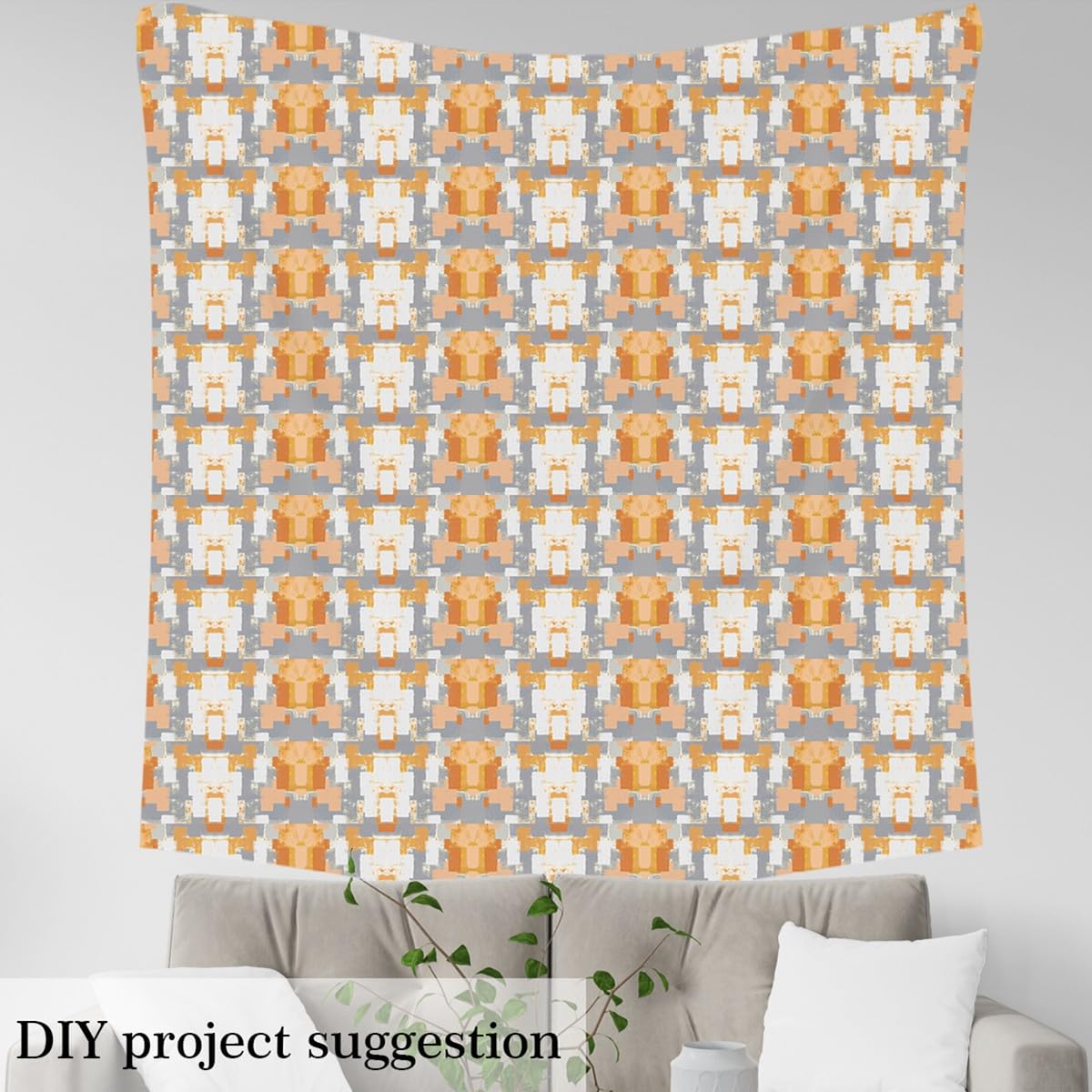 Orange Grey Geometric for Chairs for Chairs Set Stripe Line Fabric by The Yard Modern Art for Chairs Sofa 1 Yard (L92*W150cm) - Image 3