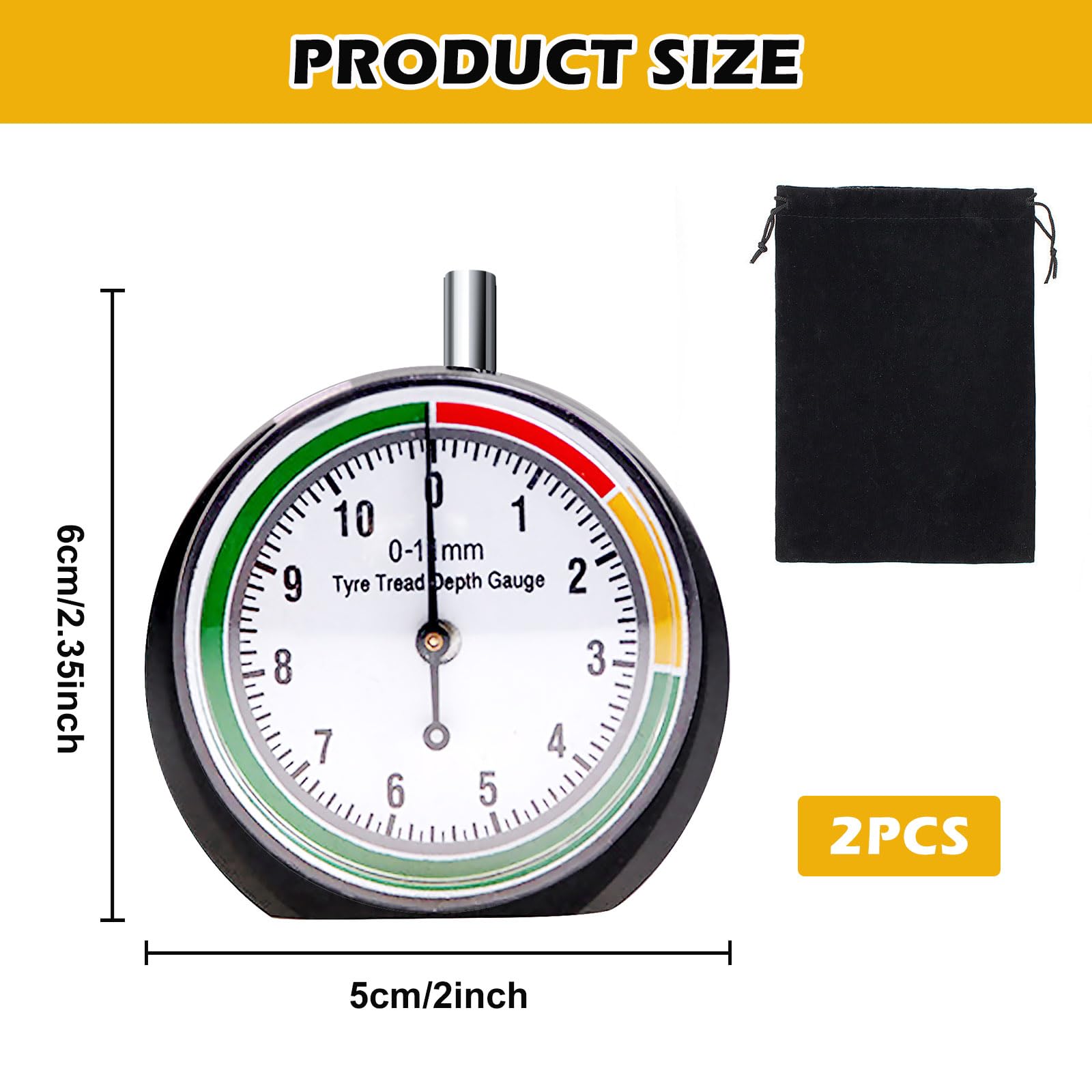 TAKONE Profiltiefenmesser Für Reifen - Metall Messgerät 0-60mm Für Auto & Motorrad