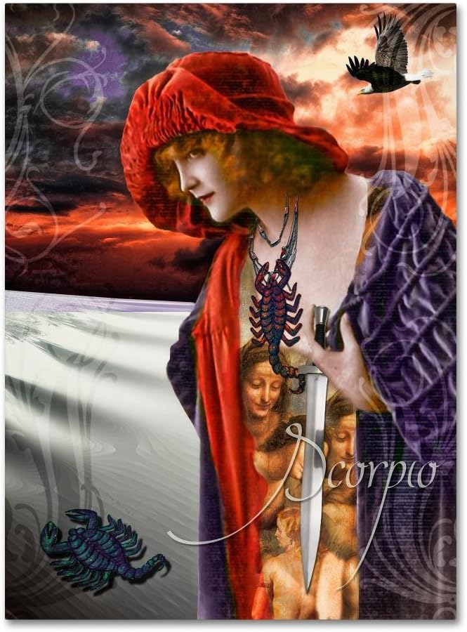 Trademark Fine Art ALI4408-C1419GG Art Nouveau Zodiac Scorpio, 14x19-Inch, 14x19