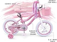 Vista 5 de Girls Bike for Kids Ages 2-5 Years, 12 14 16 Inch Kids Bike with Training Wheels, Basket & Streamers, Pink Little Girls Bicycle with Coaster Brake
