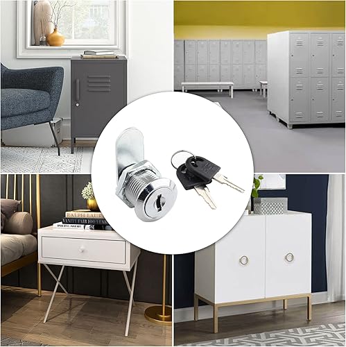 Miniatura 6 de Paquete de 3 cerraduras de leva para gabinete, 34 pulgadas con llaves, cilindro de repuesto con acabado cromado para RV, cerradura de cajón segura