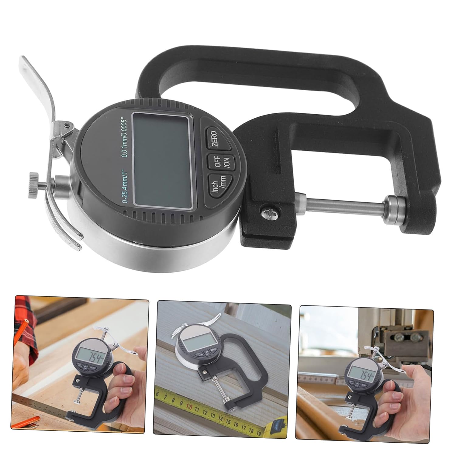 Digital Thickness Gauge with Large LCD Display Percentage Measurement Ball Type Head for Paper Film Cloth Tape and Hard Materials Manual and Auto Power Off Conversion