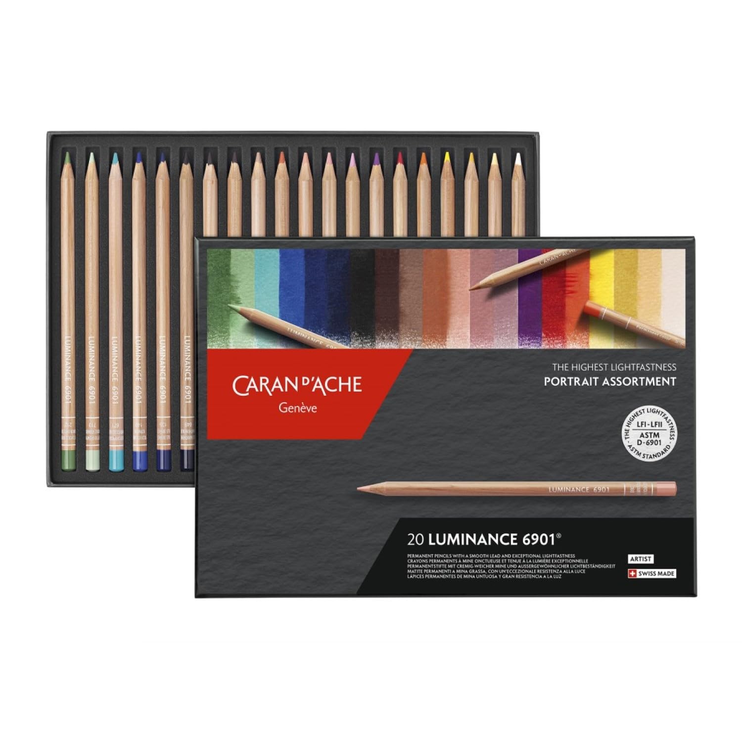 6901 Colouring Pencils Luminance Portrait Assortment 20 Colours, Multi-Colour, 26 x 19 x 2 cm.