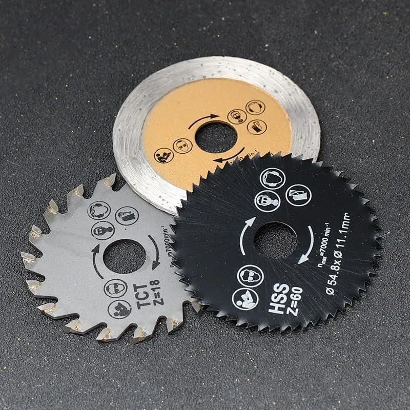LYVQZPWLRDiamentowa płyta cięcia, Miniaturowa tarcza tnąca do piły tarczowej 54,8 x 11,1 mm 30/60T Tarcza tnąca do metalu, plastiku, ceramiki, drewna, brzeszczot do piły do ​​obróbki drewna, 3 szt. 54