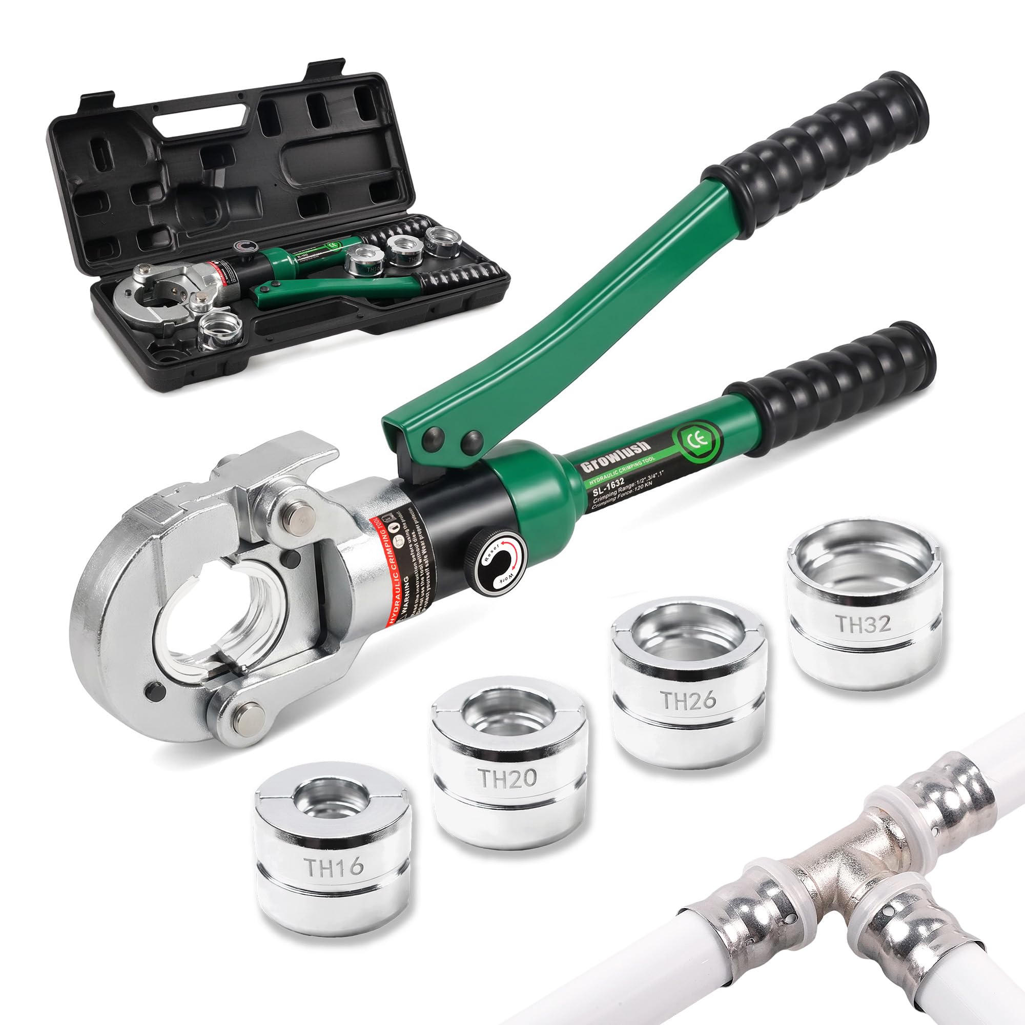 Growlush Multilayer Pipe Crimping Tool with 4 Dies: TH16 TH20 TH26 TH32 โ image 1