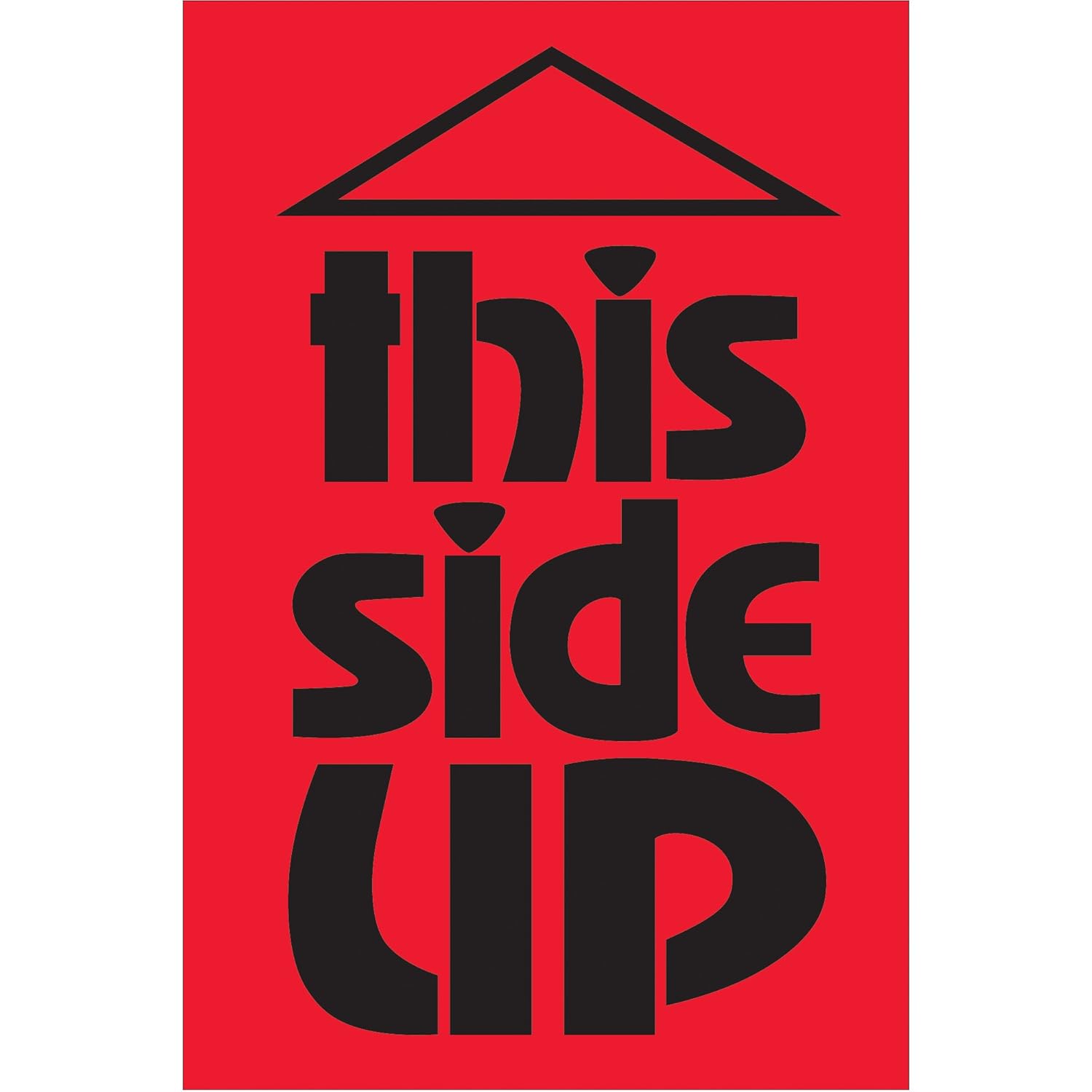 Tape Logic Aviditi Tape Logic 2" x 3","This Side Up" Fluorescent Red Warning Sticker, for Shipping, Handling, Packing, and Moving (1 Roll of 500 Labels)