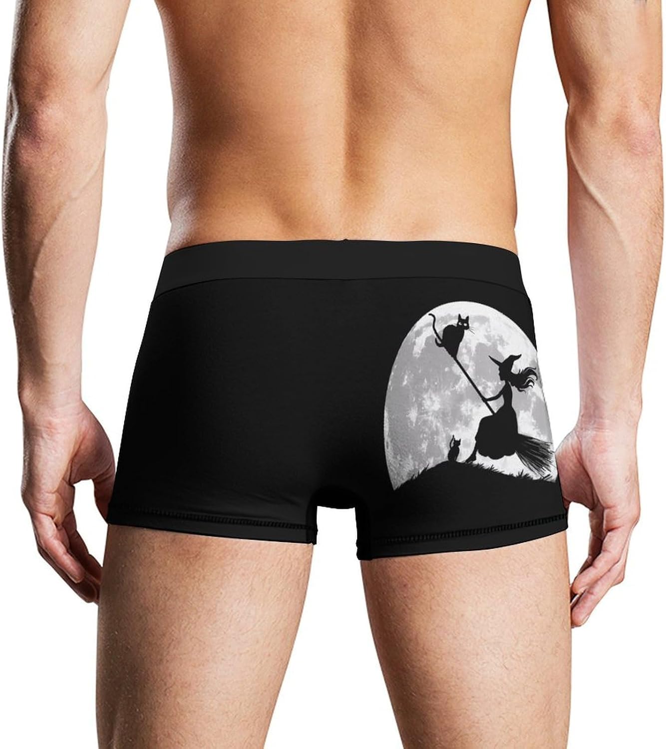 Flying Witch On Broomstick Full Moon Mens Boxer Briefs Breathable Underwear Trunks Short Pants