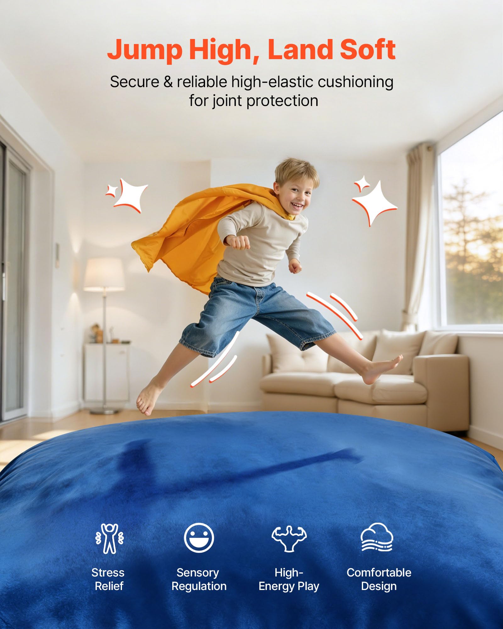 VEVOR Crash-Pad, Crash Pad dla dzieci, sensoryczna, z blokami piankowymi i zmywalną poszewką, duża miękka mata na poduszki, sensoryczne wyposażenie przestrzeni dla dzieci, do skakania, relaksu i
