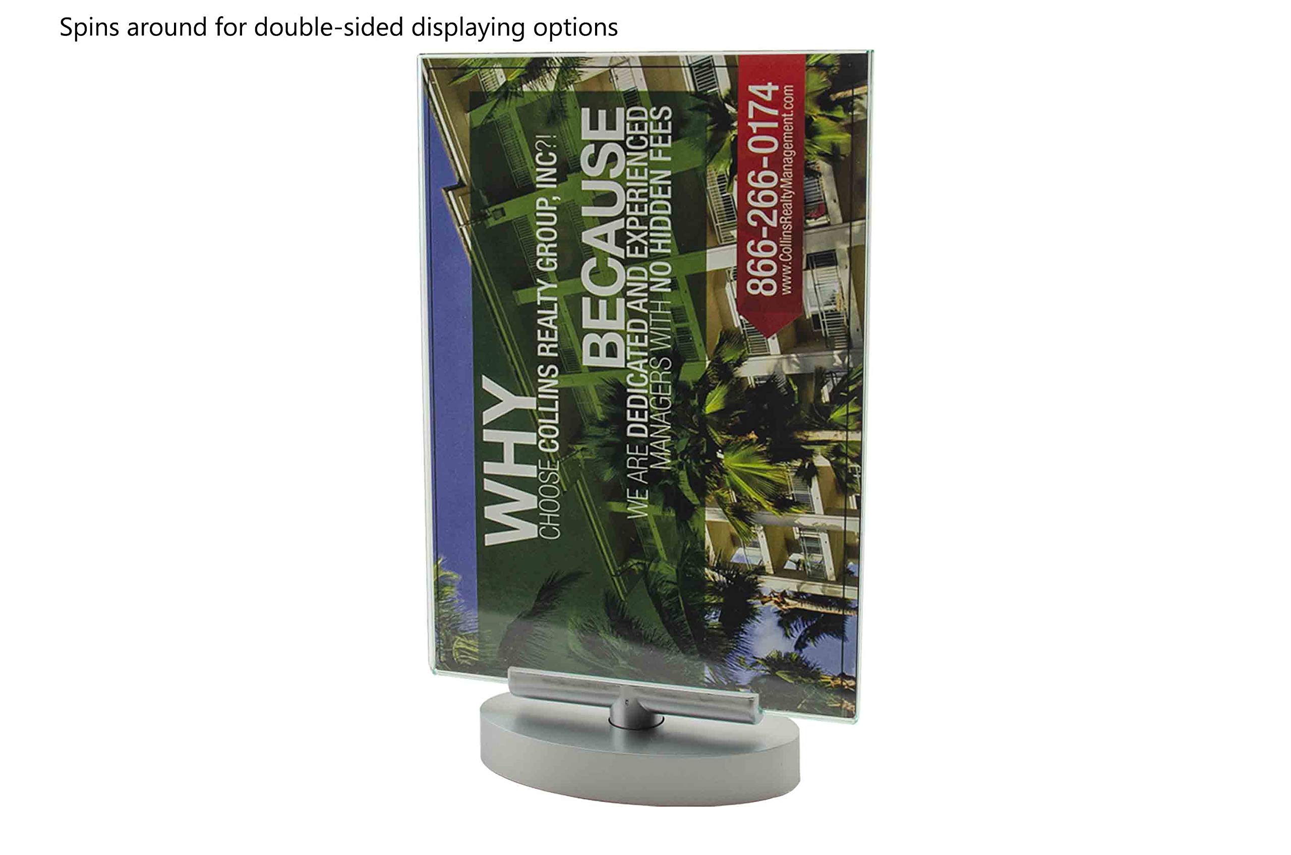 Snapklik.com : Spinning Sign Holder Table Clear Acrylic Holds 5” X 7 ...