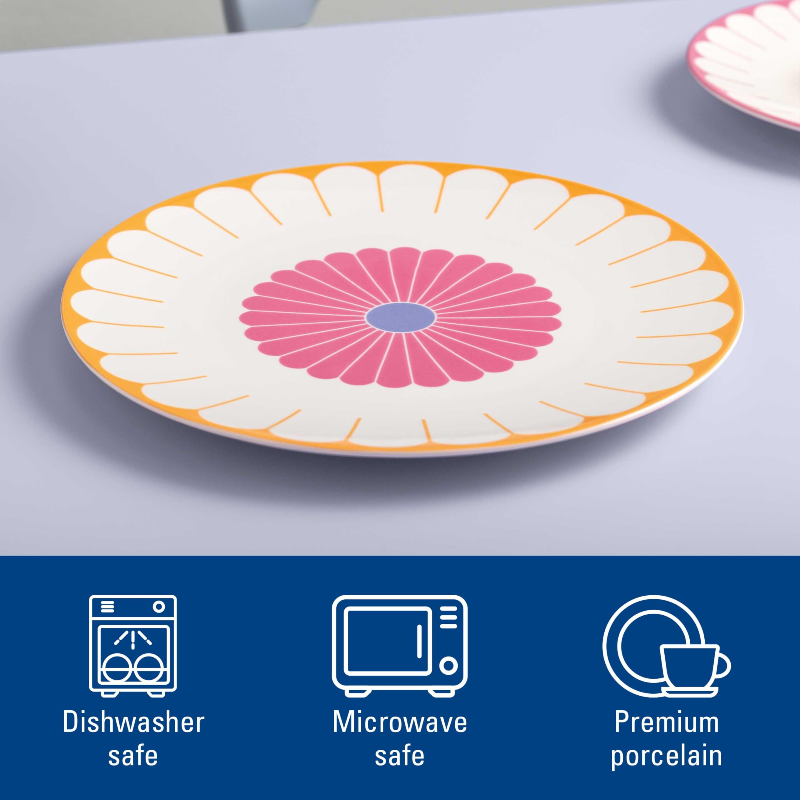 Villeroy & Boch - Fleur couleur assiette à servir grde multic., rés. lave-vaiss./four micro-ondes, plat présent., plateau de service, assiette de service, motif floral, assiette snack, Porcel. Premium