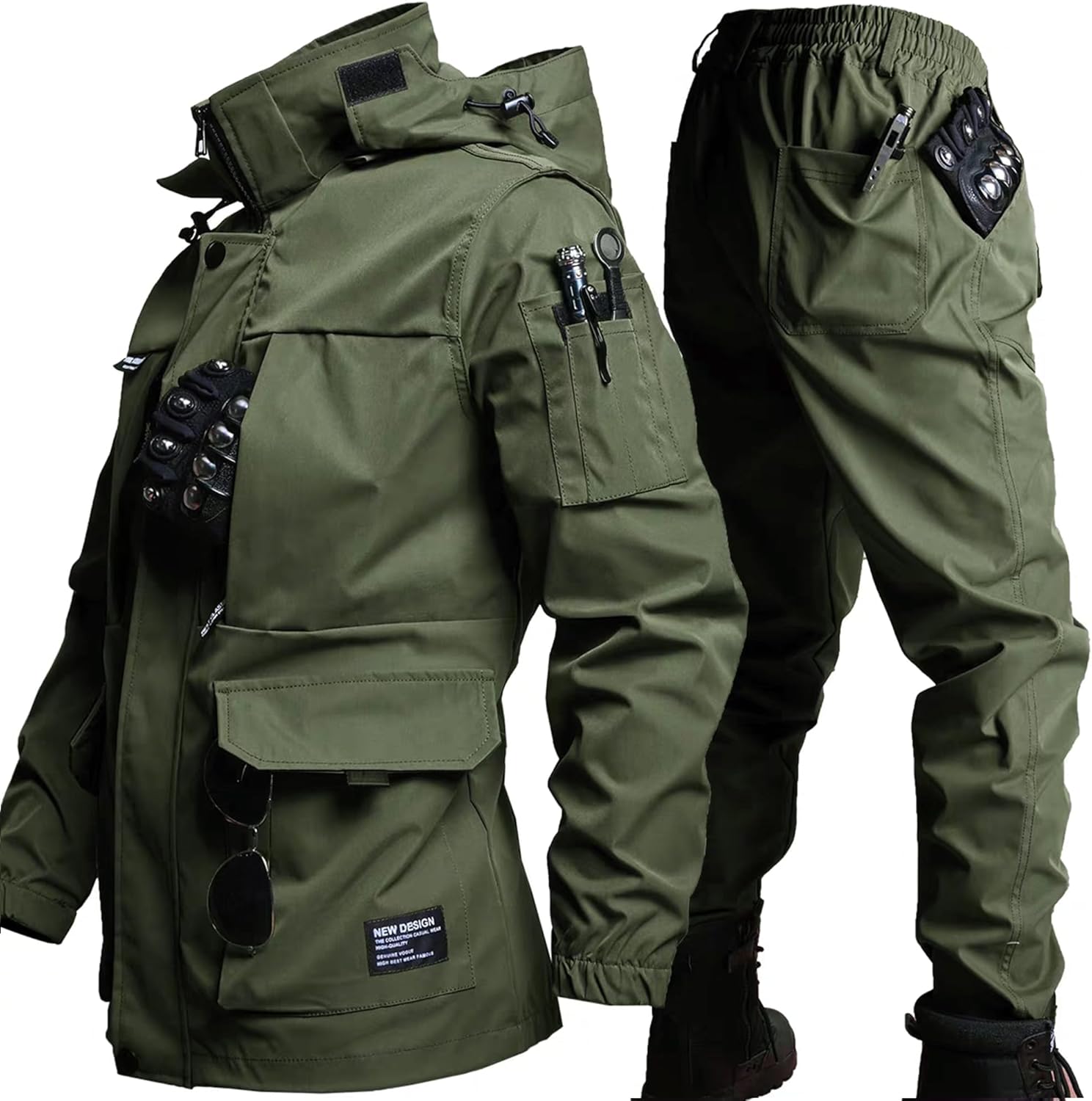 Men's Lightweight Tactical Jacket and Pants Waterproof Military Uniform for Airsoft Paintball Hunting Outdoor Gear