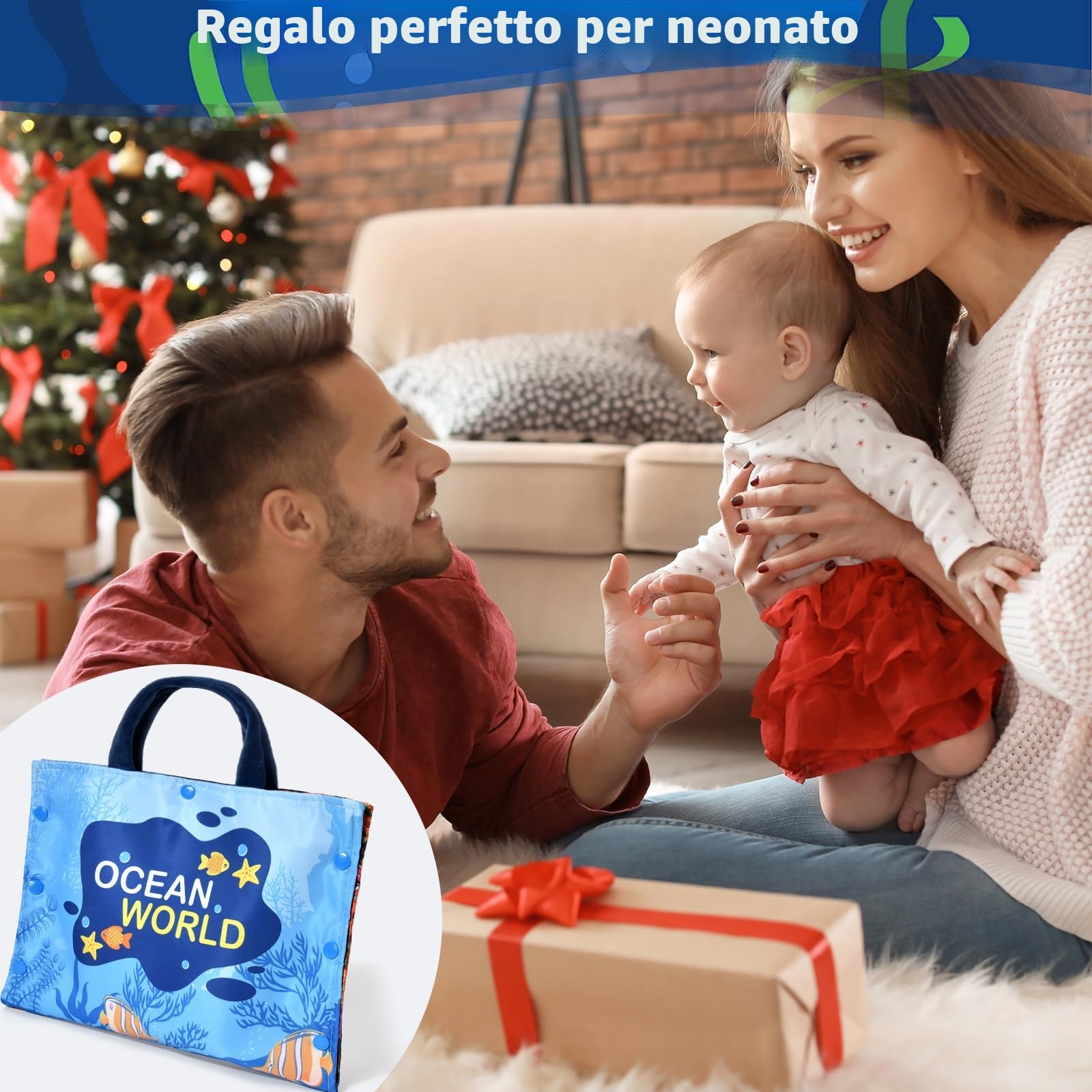 Gioco Montessori Pesca per Bambini 1-3 Anni - 12 Pesci Morbidi con Retino, Giocattolo Educativo per Sviluppo Motricità Fine e Coordinazione, Neonati 12-18 Mesi e Bambini