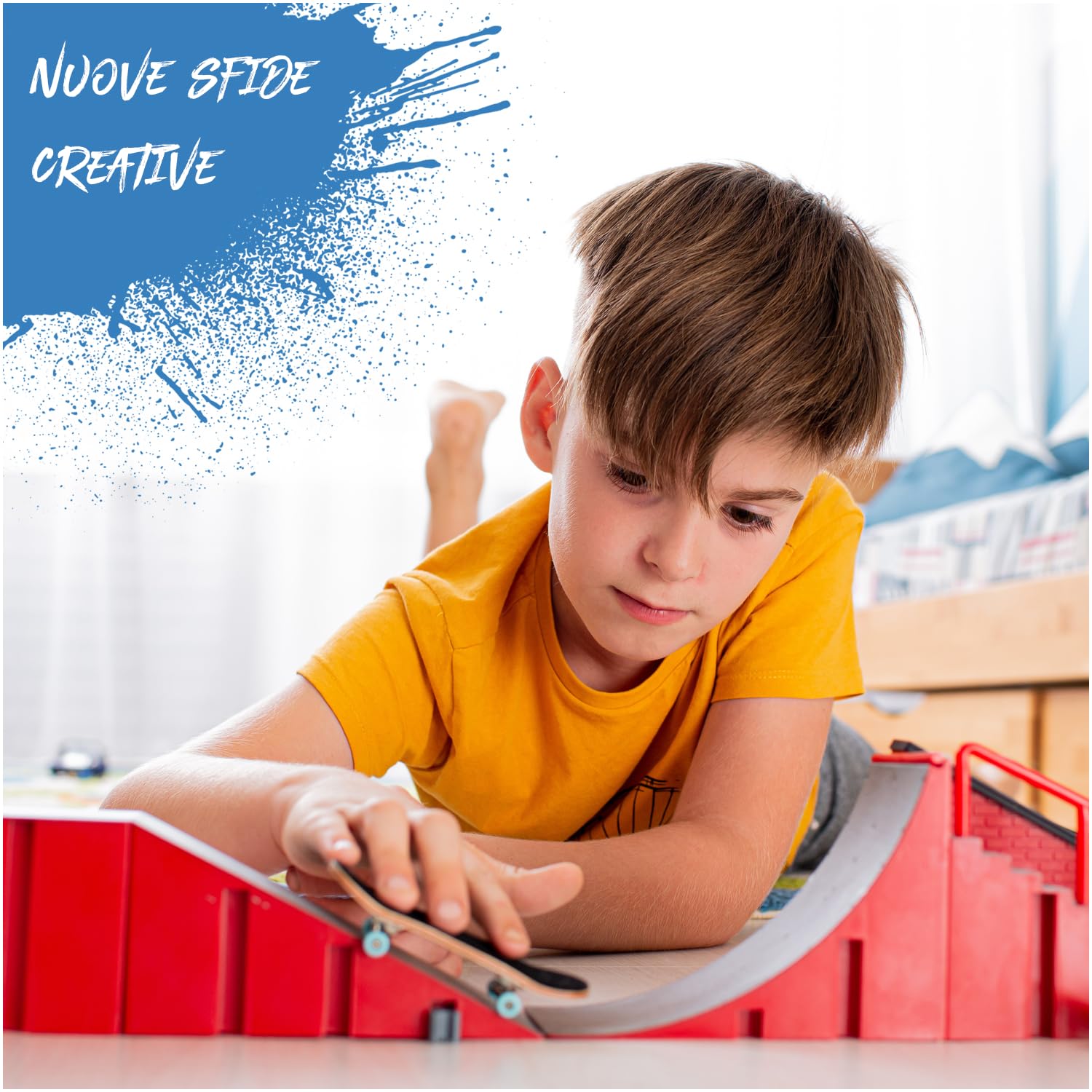 Magicat Set di 12 Mini Skateboard da Dita I 9,5 x 2,6 cm I Fingerboard Professionali in Plastica Dura con Carrelli in Lega I Gadget Compleanno Bambini 3+ Anni I Regalini Fine Festa