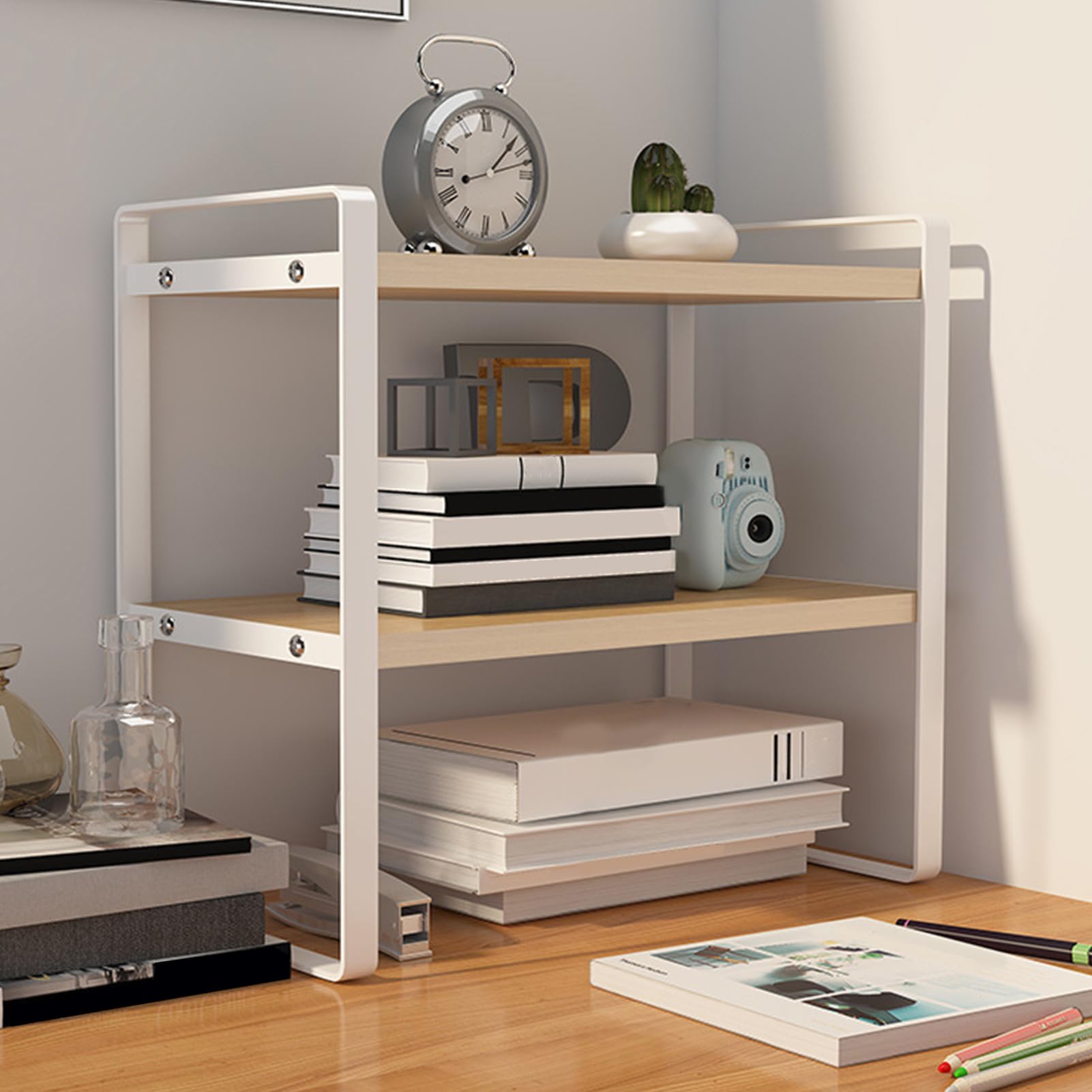Organizzatore Mensola Scrivania Supporto 2 Livelli Risparmio Spazio