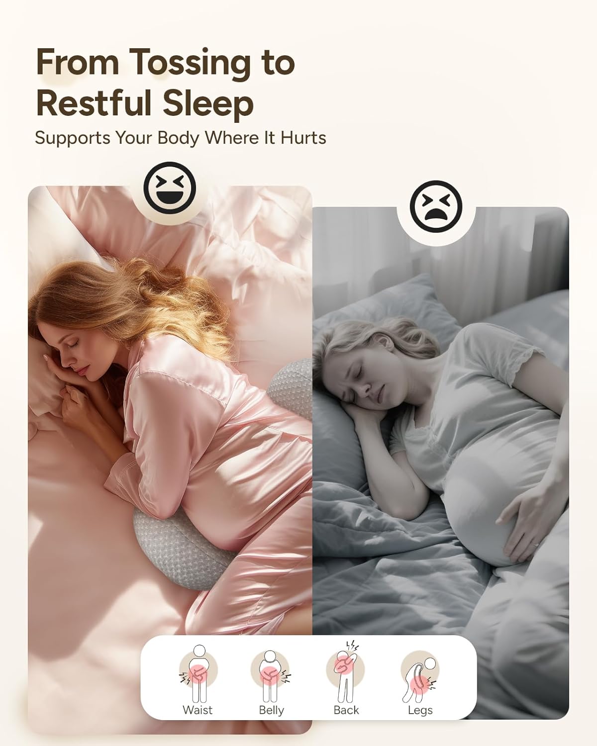 Pregnancy Wedge Pillow for Sleeping, Adjustable Maternity Pillow for Side Sleepers, Supports Back, Belly & Hip, Ideal for Pregnant Women, Bamboo Rayon Removable Cover, Grey