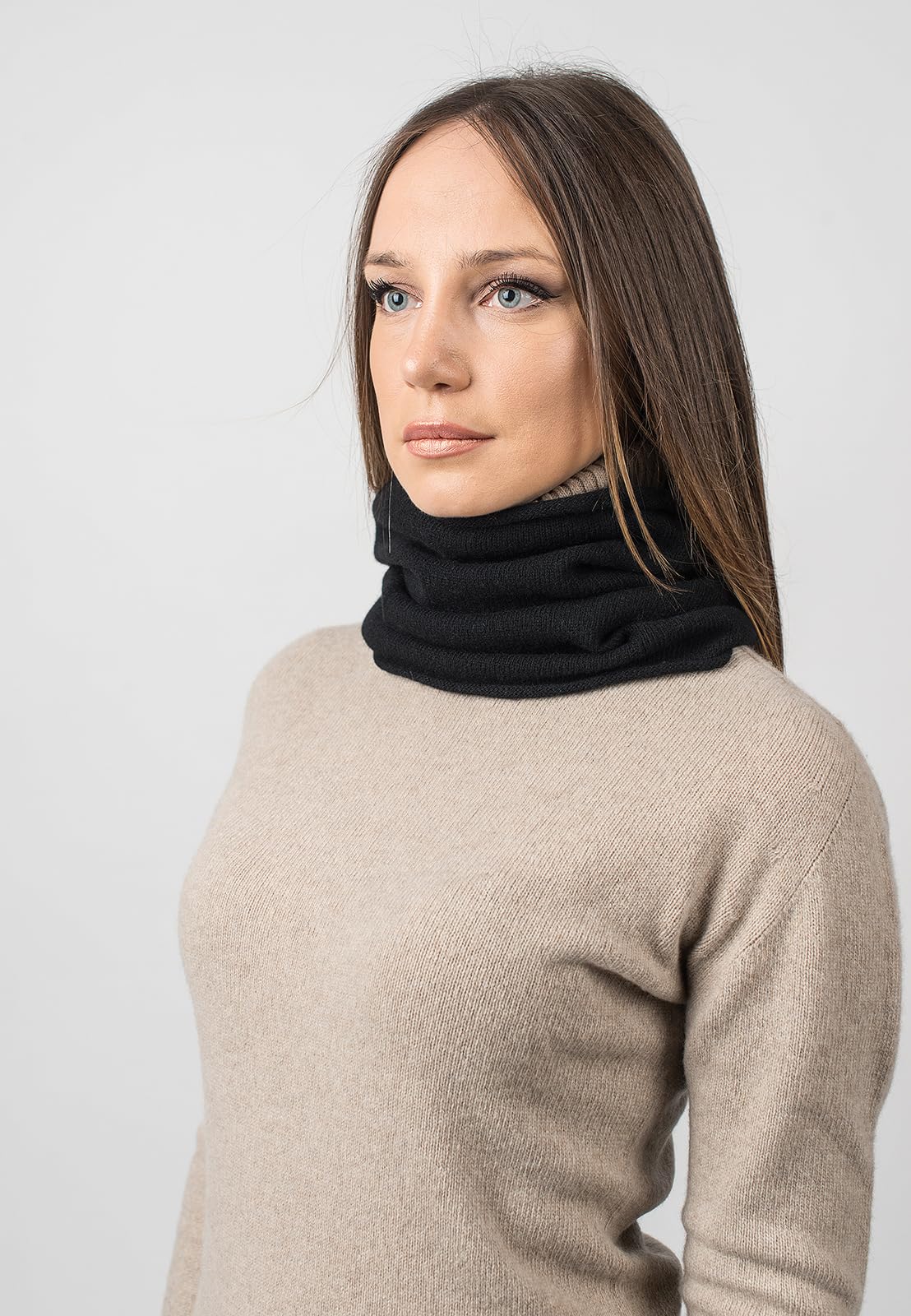 DALLE PIANE CASHMERE Sciarpa ad Anello Donna Cashmere Rigenerato | Scaldacollo versatile ad anello, caldo per autunno e inverno, in cashmere rigenerato sostenibile, regalo Made in Italy