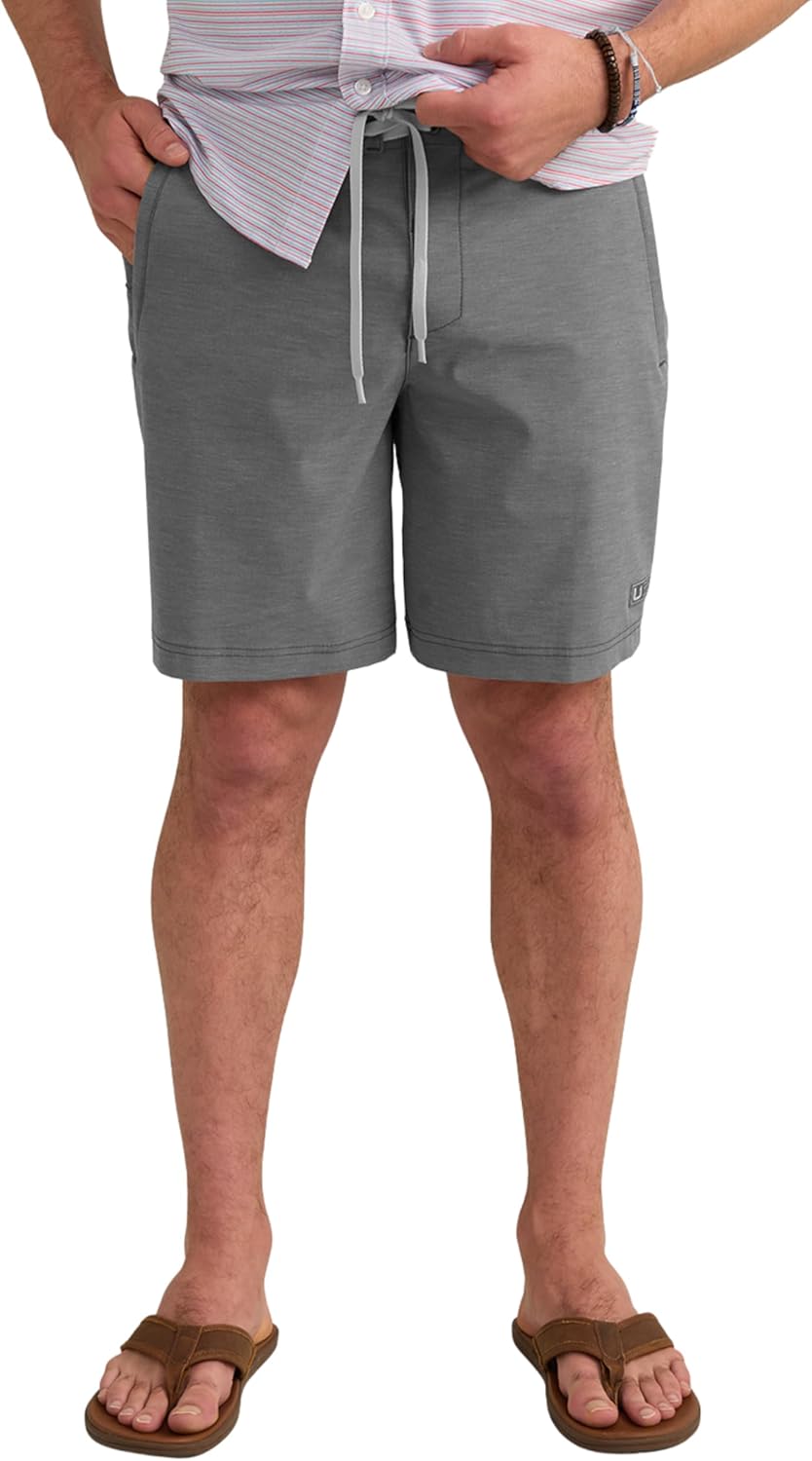 HUK Mens Shoreside Boardshort, 8" Inseam, UPF 30+ Stretch Hybrid Swim Short with Zipper Pockets