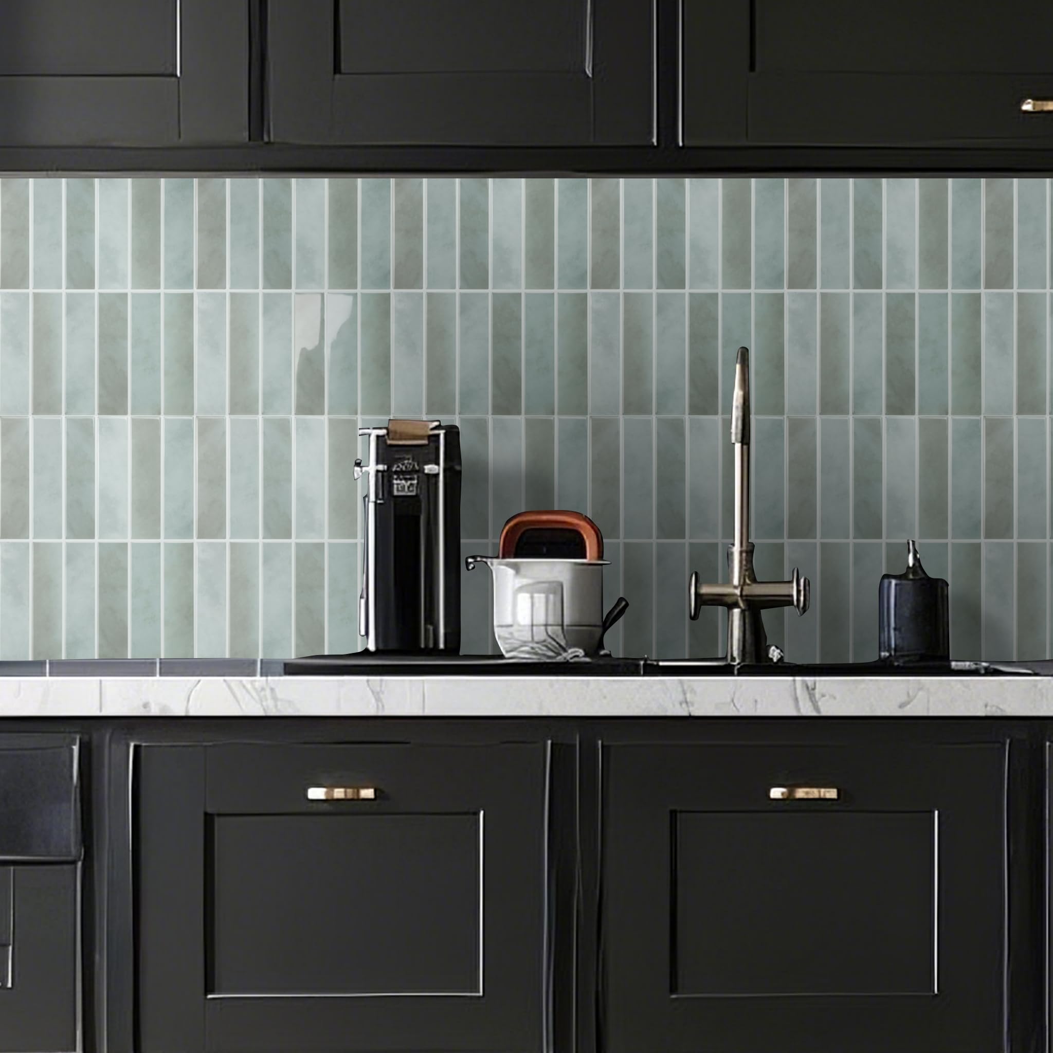 Alwayspon Stick on Tiles, Peel and Stick Self Adhesive Waterproof Vinyl Wall Tiles Sticker Splashback for Kitchen Bathroom Wall, 10 Sheet, Sage Green — image 1