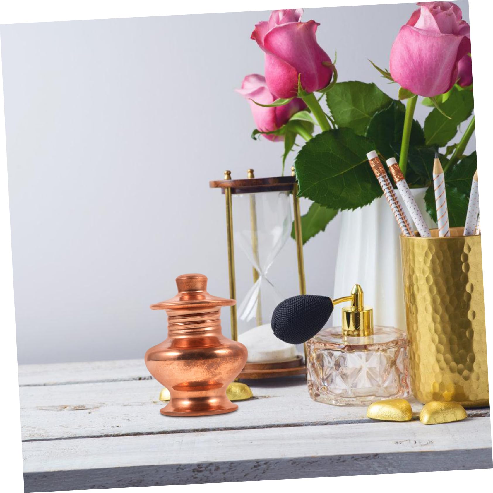 CONGARTENO Vase Chinese Altar Cups Smudging Bowls Chalice Goblet Buddha Altar Cups Buddhist Singing Bowl Offering Bottle Buddha Worship Bottle Buddhism Ornament Rose Gold