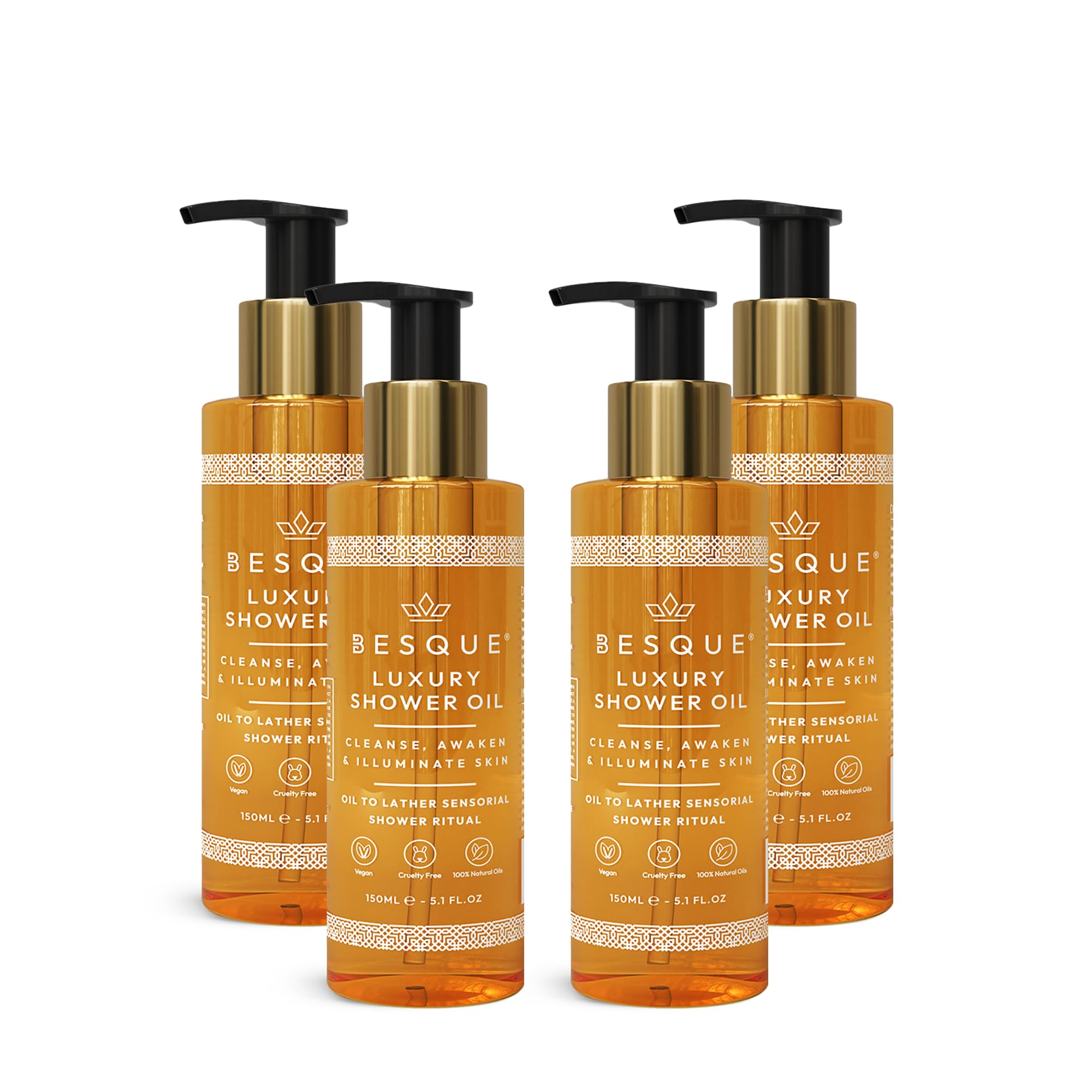 Besque Luxury Shower Oil 5 1 FL OZ Natural Hydrating Body Wash for Women with Sweet Almond Rosehip