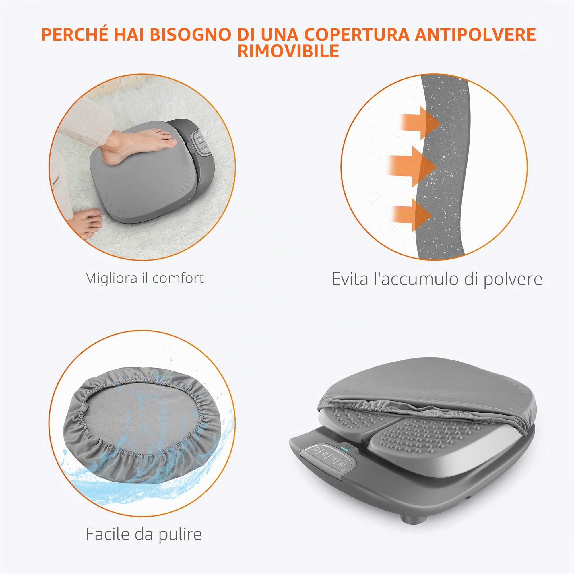 Snailax Massaggiatore per piedi con calore, massaggiatore per piedi con vibrazione, 2 in 1, scaldapiedi con 5 modalità di massaggio, regali calore casa