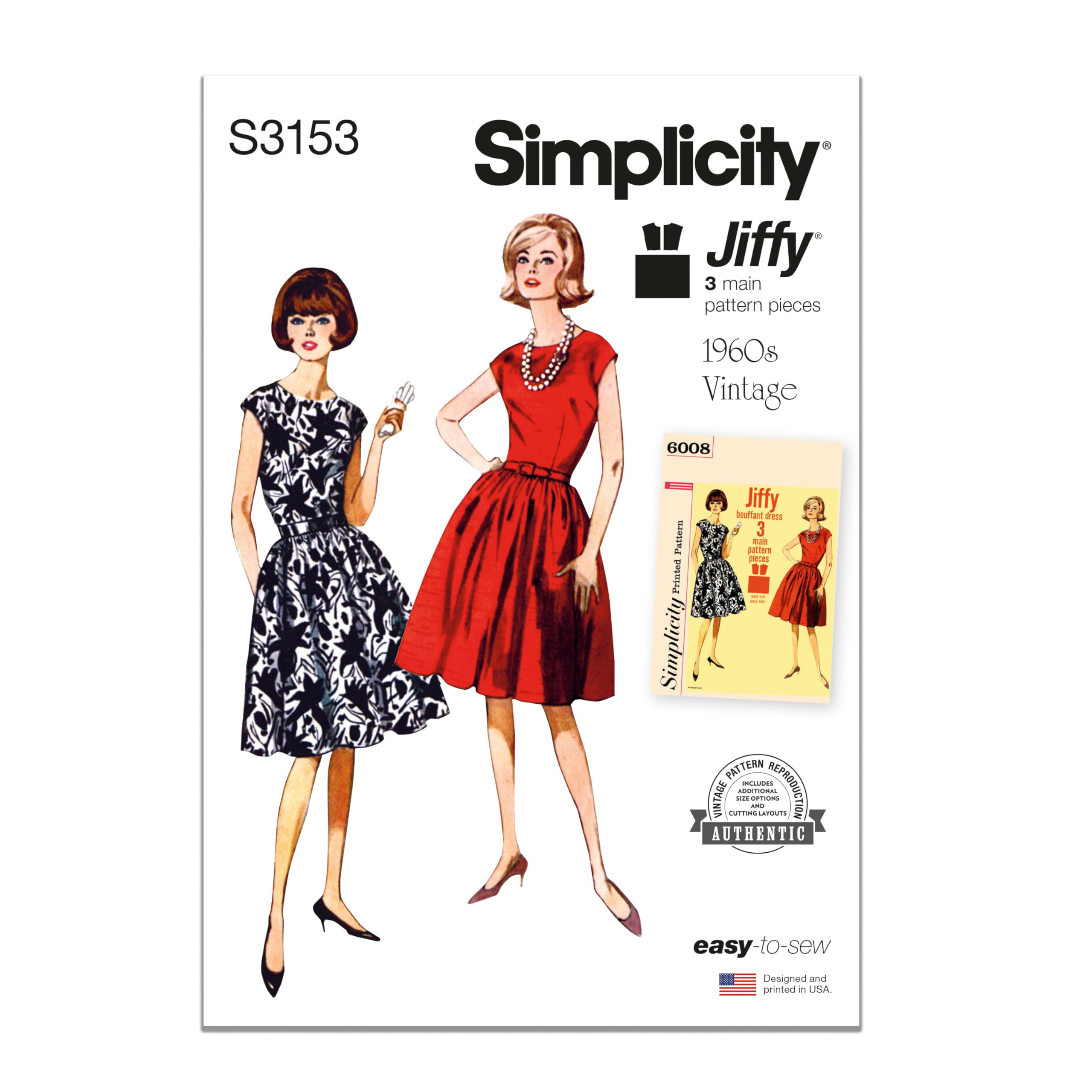 Patron Jiffy Dress Simplicity SS3153U5 robe une pièce tailles 44-52