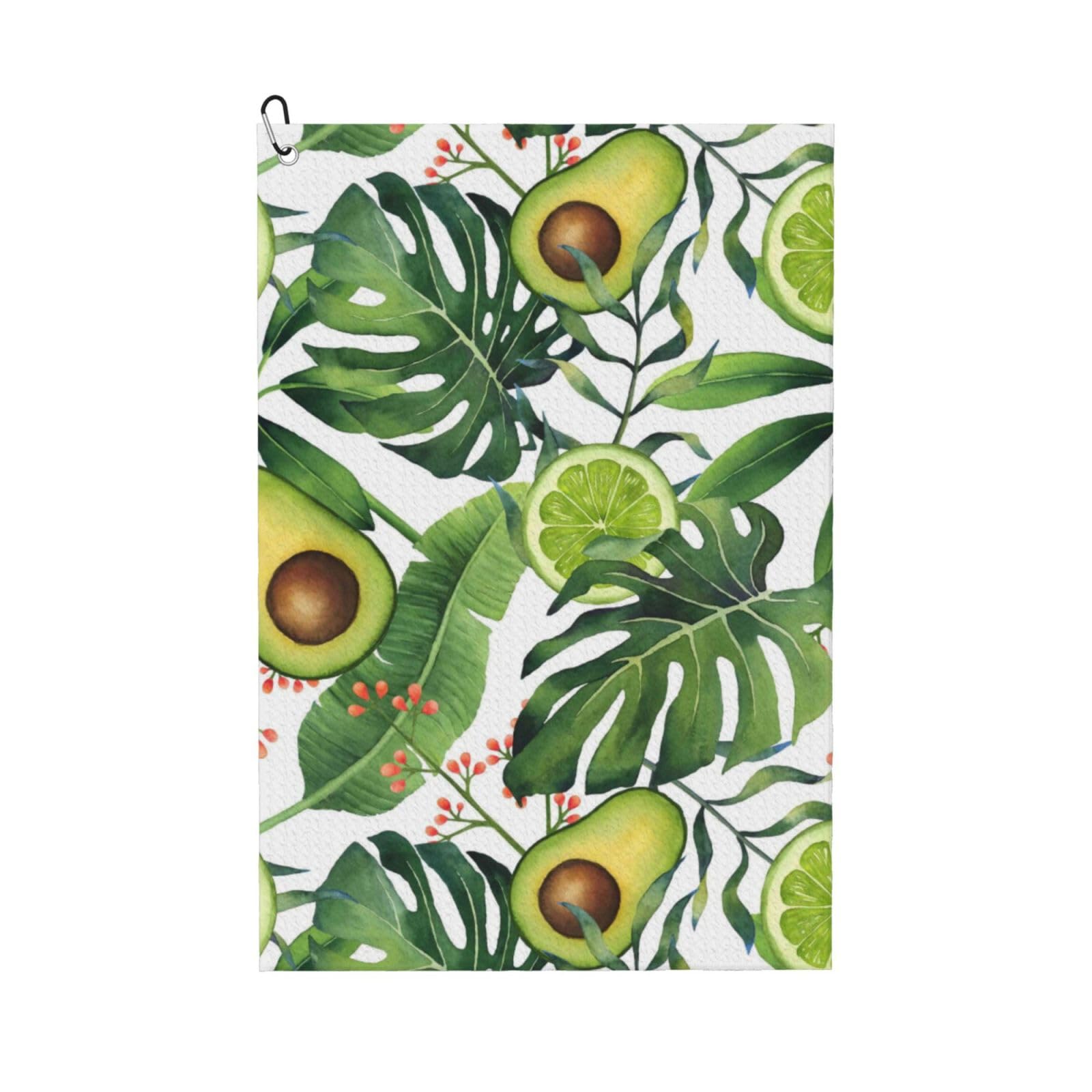 Xiso Ver Watercolor Green Tropical Golf Towel with Clip