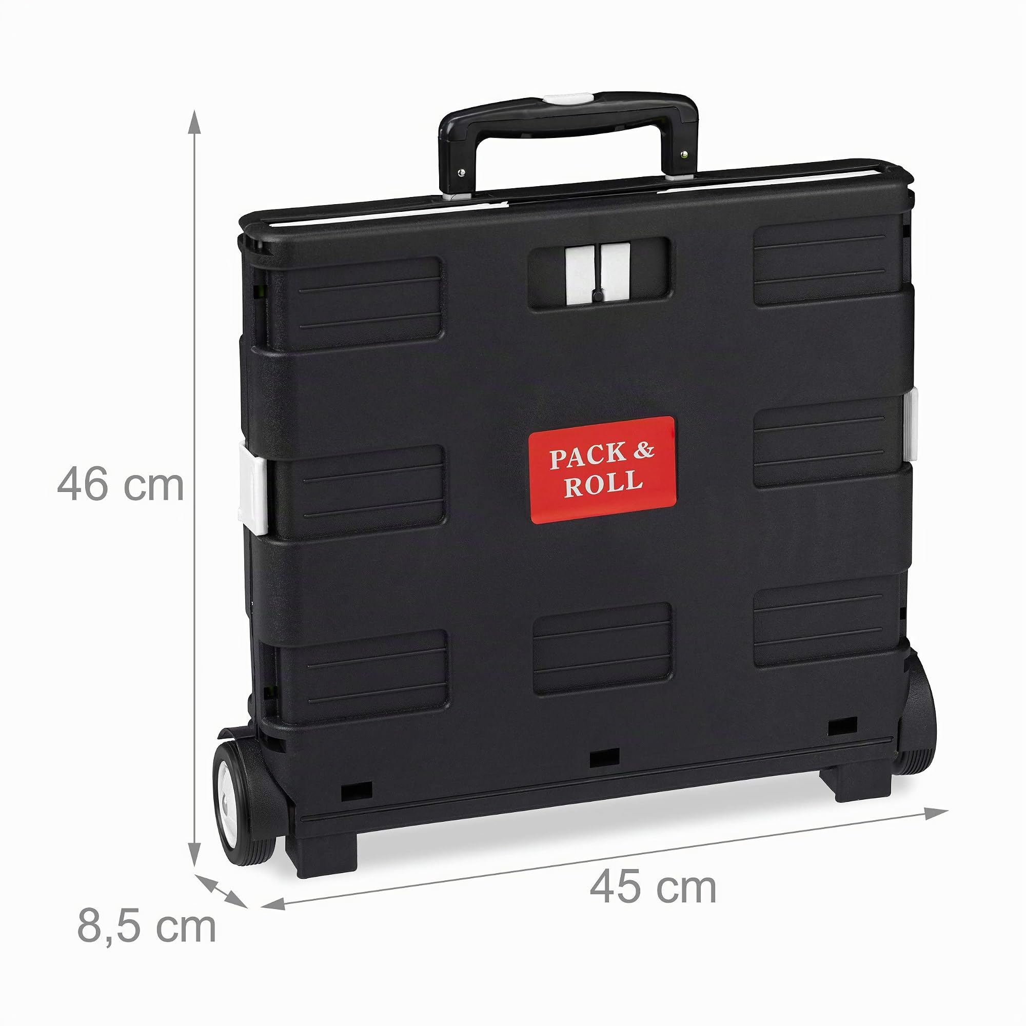 Relaxdays Chariot de Courses, Pliable, poignée télescopique, roulettes, pour Transport, Jusqu’à 35 kg, 50 L, Noir/Gris