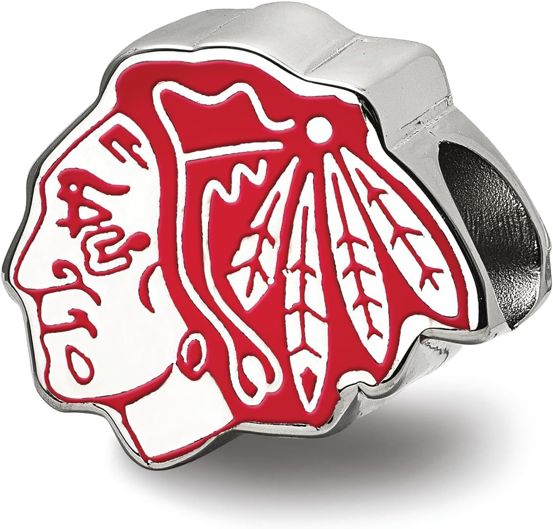 Chicago Blackhawks Enameled Logo Bead (Sterling Sliver)
