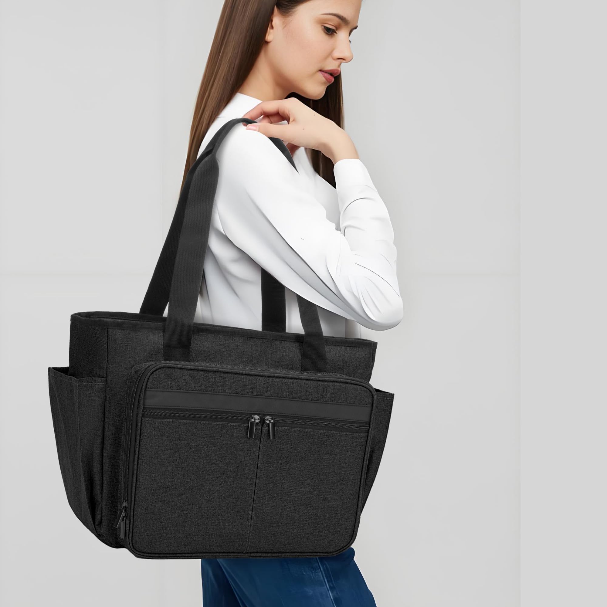 Trunab Borsa Tote per Laptop per Insegnanti con Tasca Espandibile per Cartelle Portadocumenti, Borsa Tote per Infermieri per Donne, Valigetta per Laptop da Ufficio