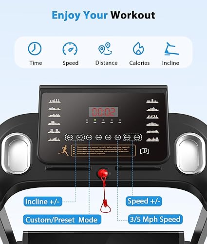Miniatura 3 de CIIHI - Cinta de correr plegable con inclinación automática del 15%, capacidad de 350 libras, con inclinación y aplicación, máquina de correr para