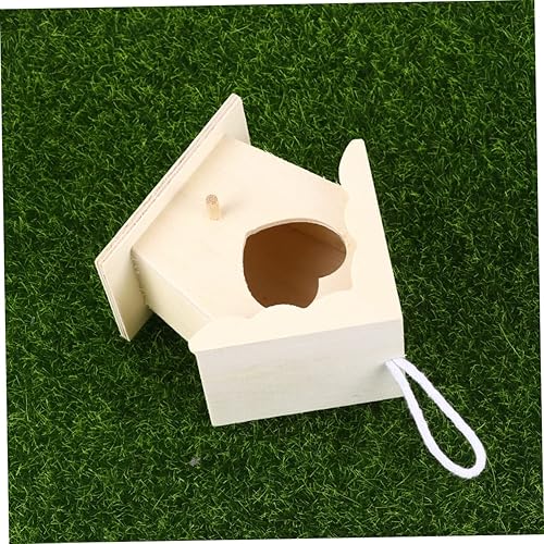Miniatura 8 de MERRYHAPY Casas de pájaros de madera, jaula para pájaros pequeña, colgante para pájaros, casas decorativas para pájaros, casa de pájaros de madera,