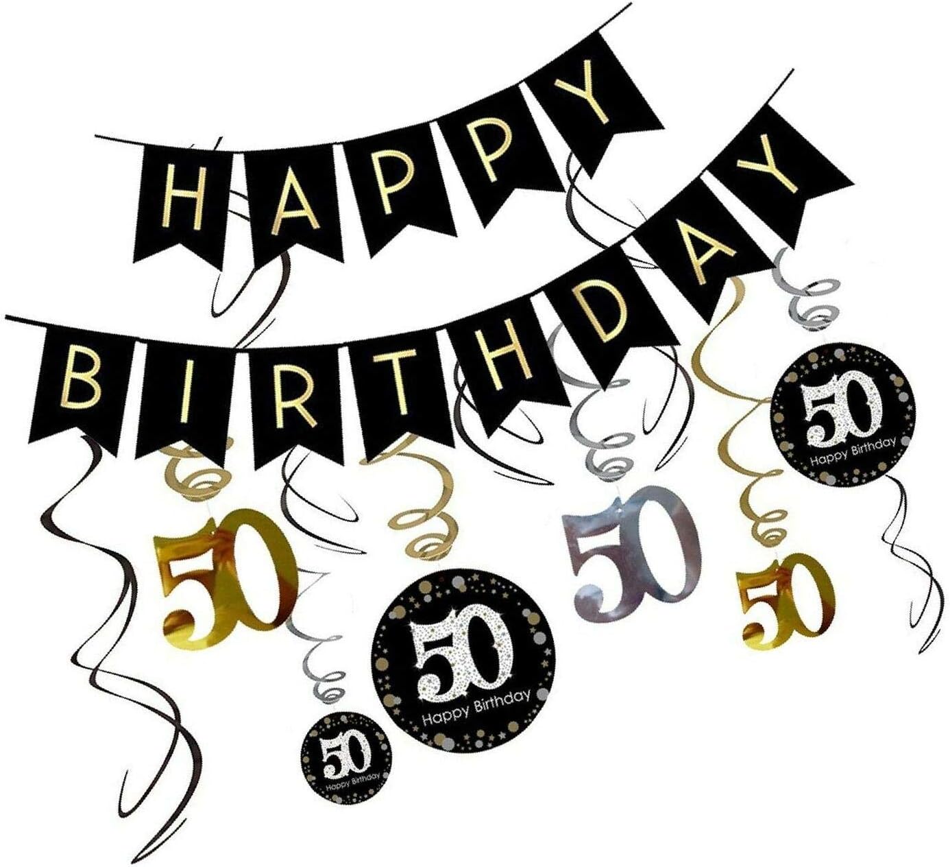 LeoHome 50th Birthday Decorations Kit Gold Glitter Happy