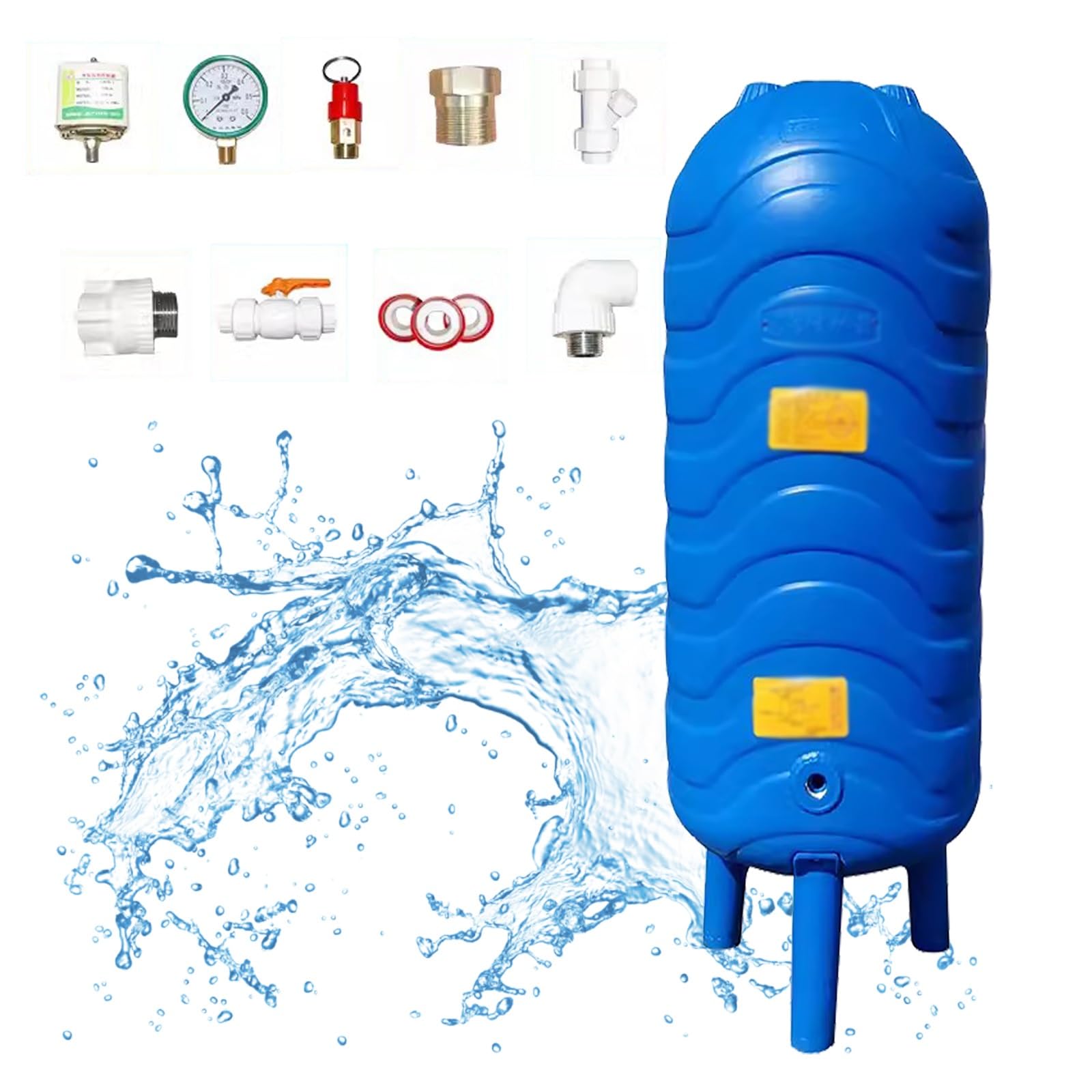 Vaso de expansión Tanques de presión de agua para sistemas de pozo de pie - Tanque de almacenamiento de agua a presión portátil con accesorios - Contenedores de vejiga de almacenamiento de agua de PE