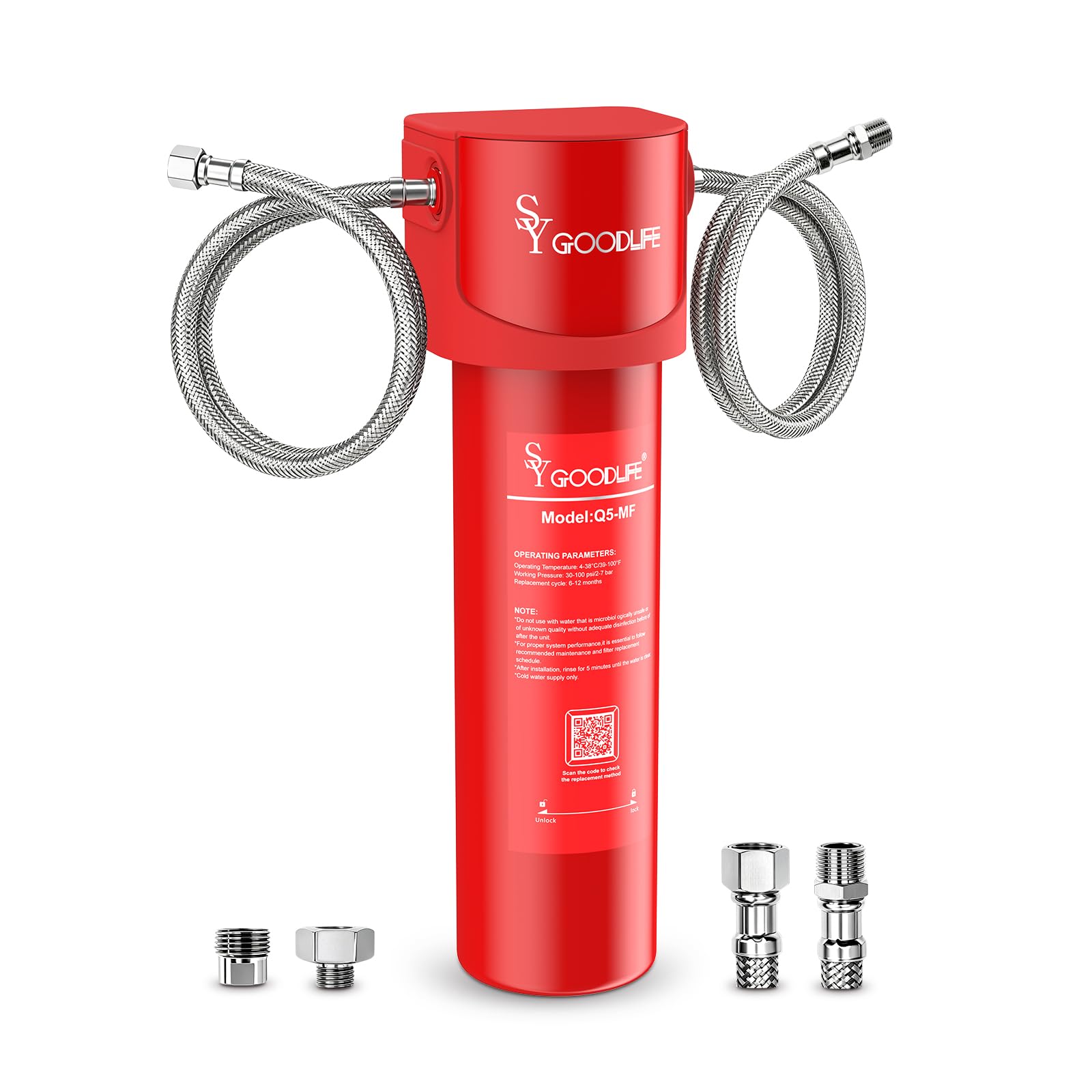 Q5-MF Purificateur d'eau sous évier 0,5 micron Élimine 99,99% du plomb, du chlore, du chlore et des odeurs, certifié NSF/ASNI 42&53, durée de vie 1 an