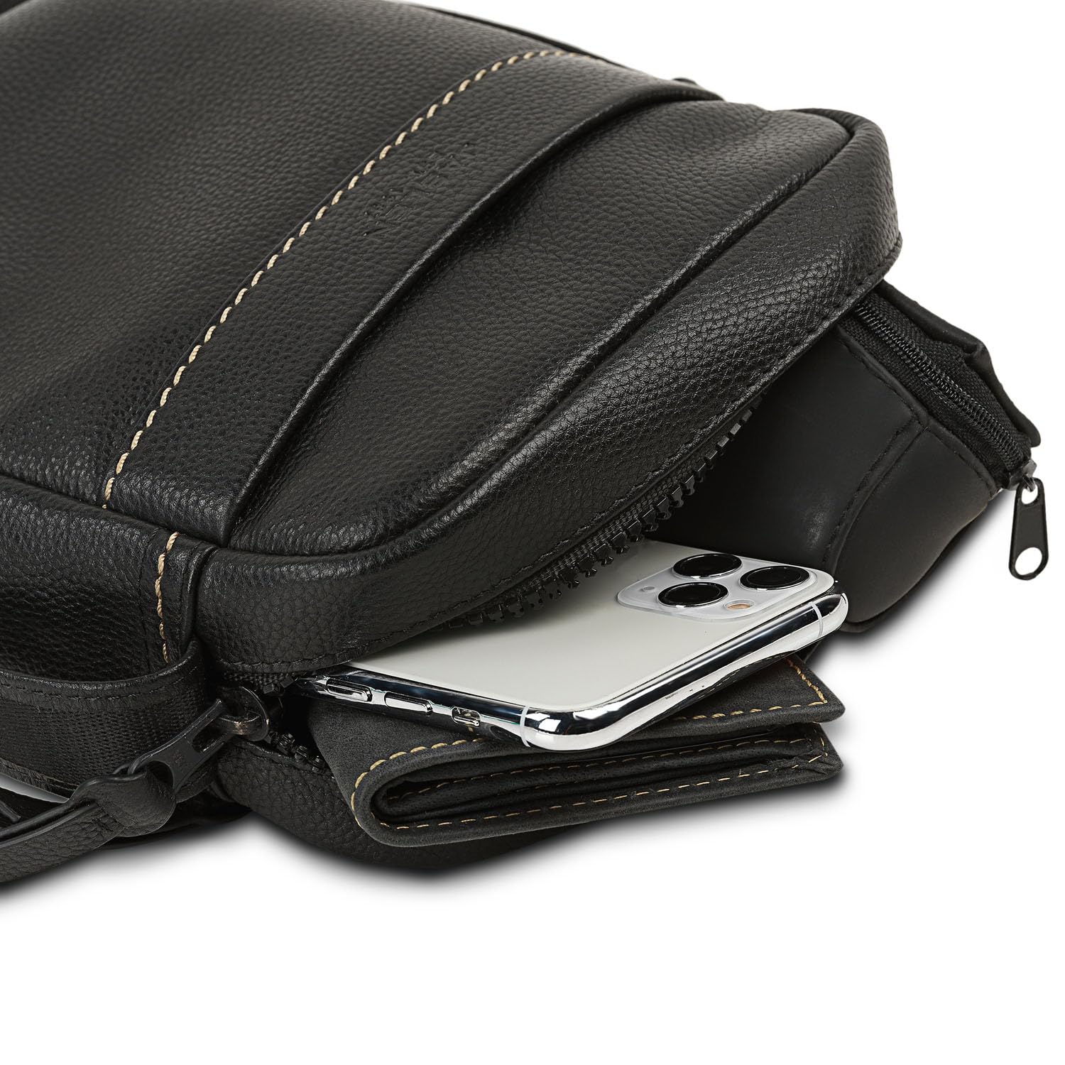 Men's Leather Crossbody Messenger Bag Stylish Herrentasche Umhängen Leder S