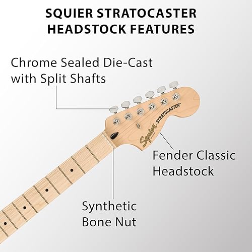 Miniatura 120 de Fender Squier Affinity Stratocaster - Paquete azul Lake Placid con amplificador Frontman 10G, estuche, afinador, cable de instrumento, correa, púas