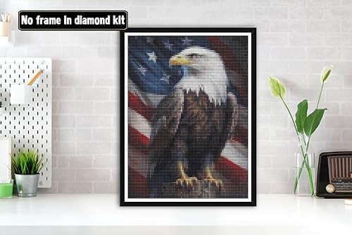 Miniatura 2 de Bimkole Kits de pintura de diamantes 5D para adultos, bandera águila, taladro completo, juego de bordado de diamantes de imitación, pintura con