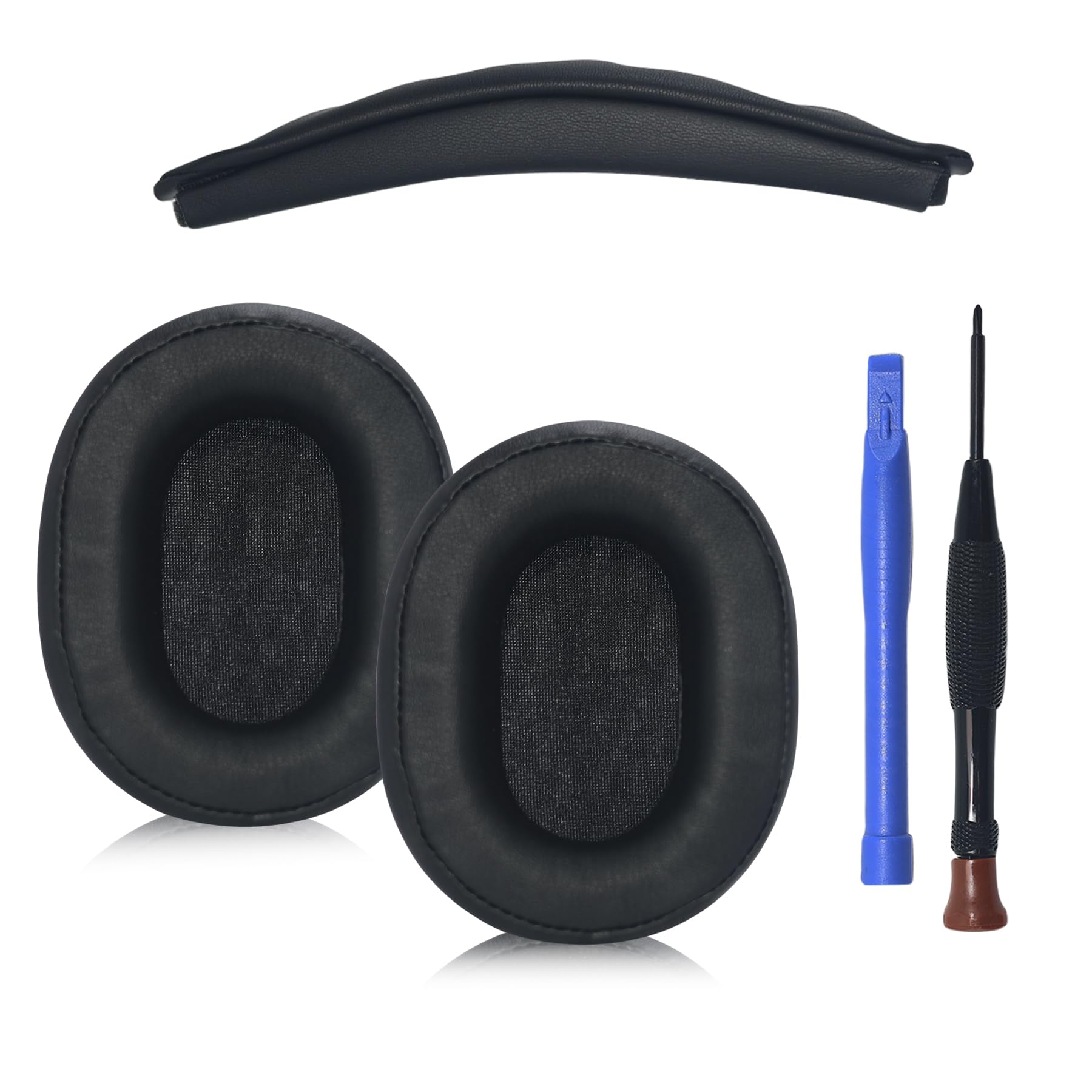umvowuxaプロテインレザー ATH-M50X イヤーパッド + ヘッドバンド黒 交換セット 取り外しツール付き 柔らかく耐久性豊か 長時間装着快適