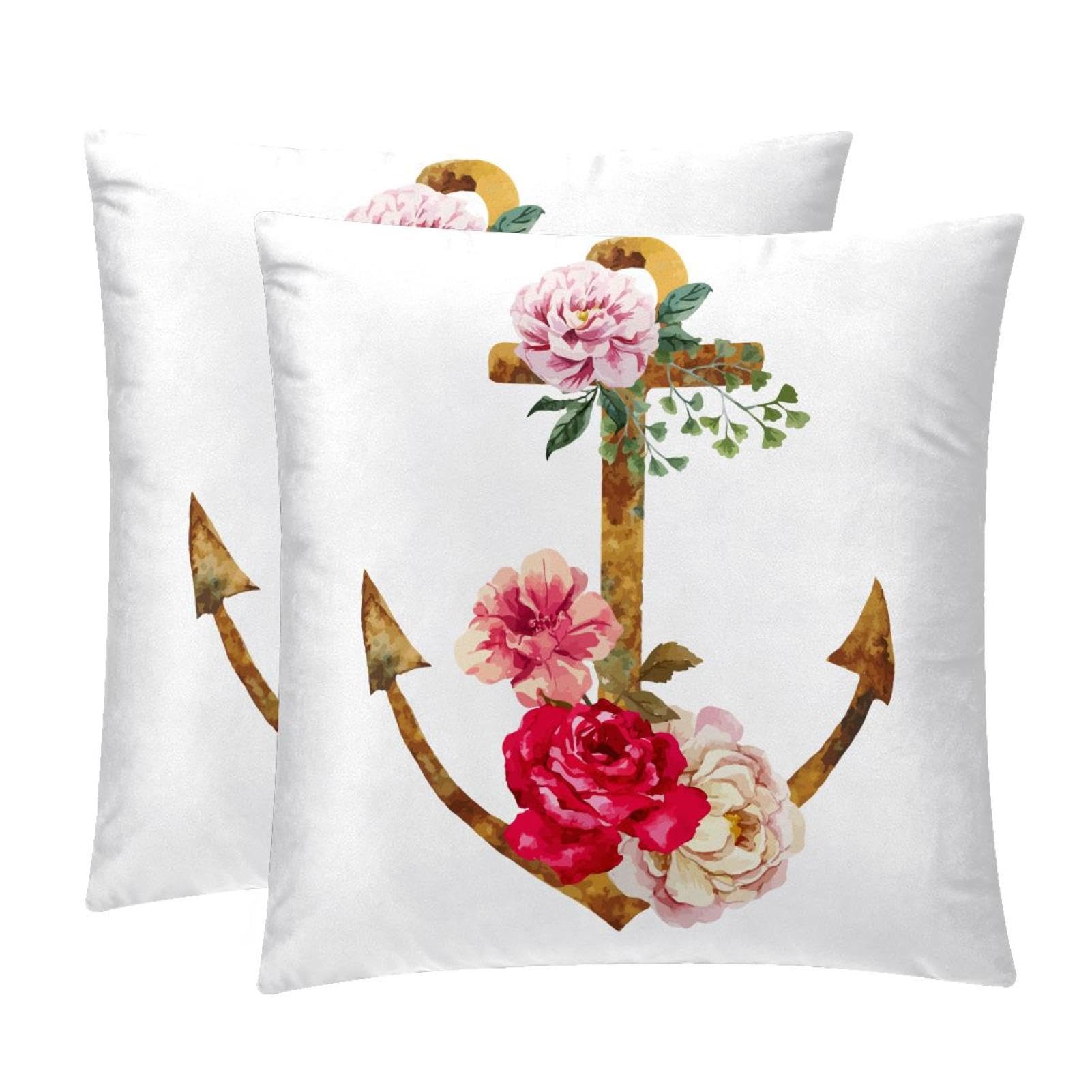TDGKPZ Sailing Flowers Throw Pillow Covers 2 Pack Pillowcases Soft Cozy Pillow Cases For Couch Bed Sofa 45x45cm