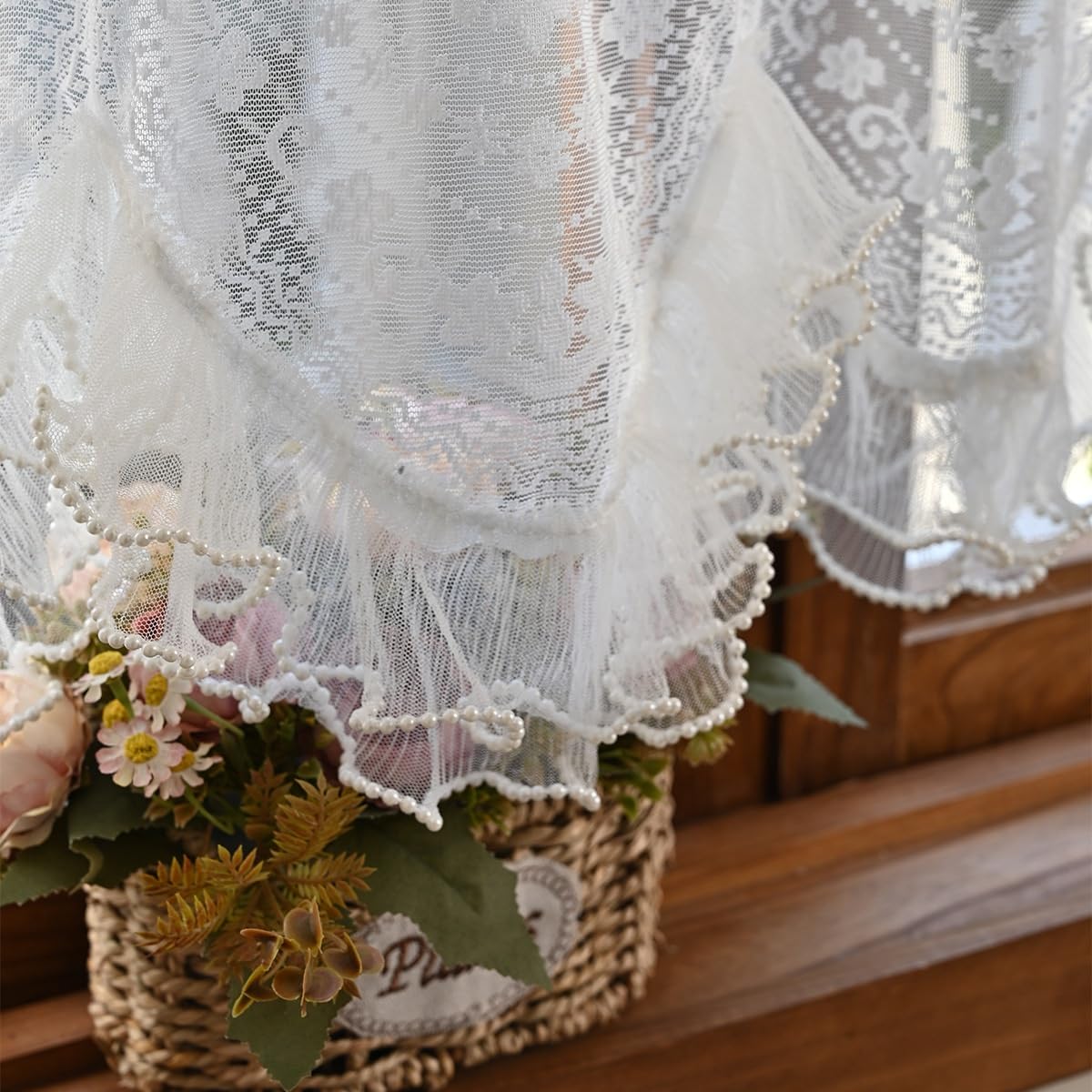 Tendine Corte in Pizzo con Motivo Floreale - Tenda for Cucina e Bistrò