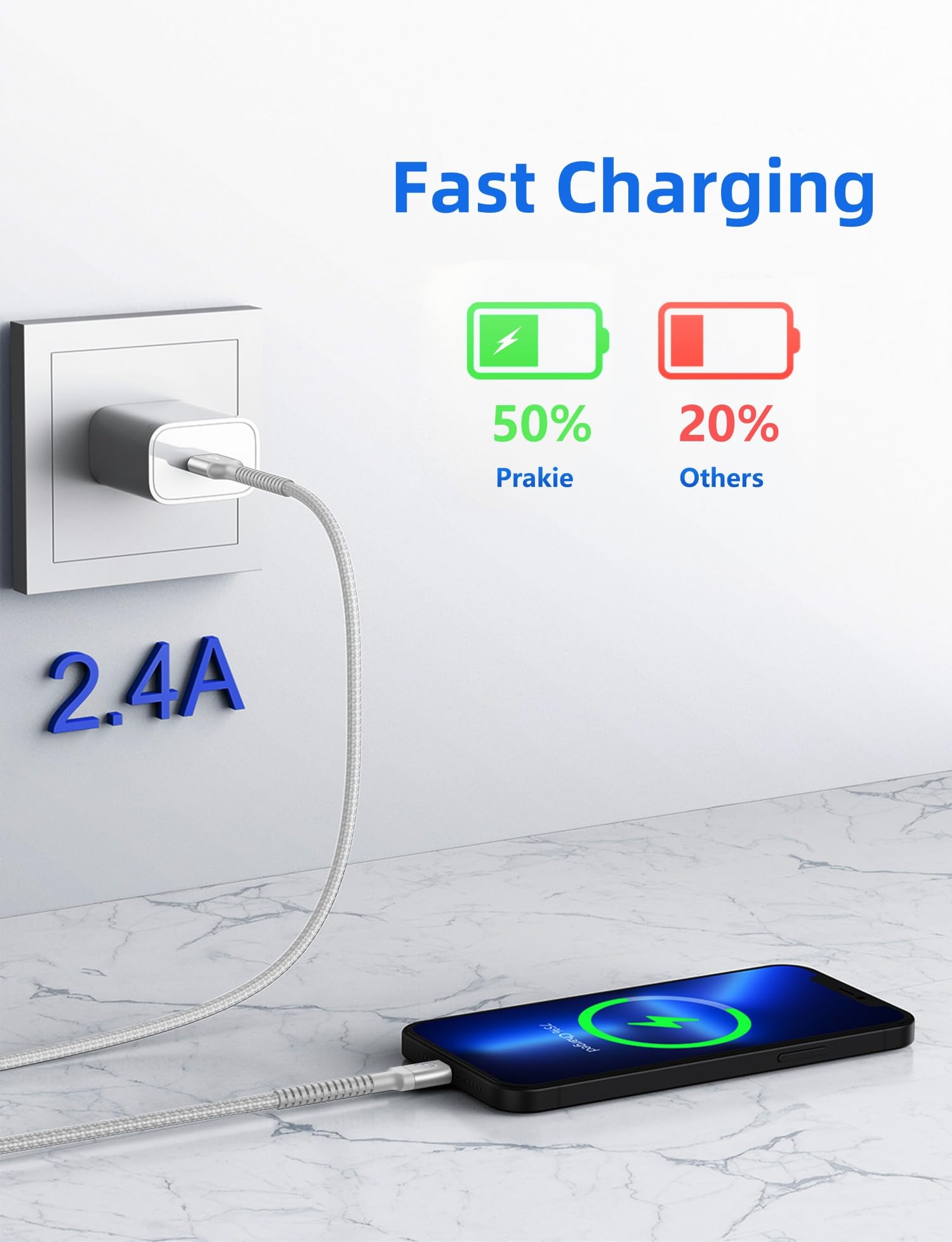 Cable de carga para iPhone de 3 pies, paquete de 2 cables USB a Lightning trenzado extra duradero, certificado Apple MFi, cable de carga rápida compatible con iPhone 14, 13, 12, 11, 8, 7 Pro Max y más