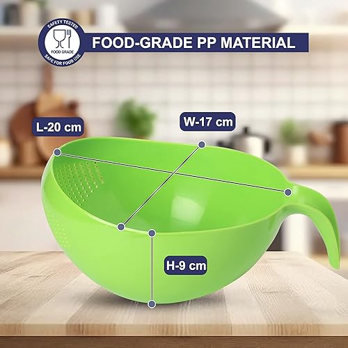 Miniatura 4 de Colador de lavadora de arroz resistente con asa, colador para lavar verdurasarroz, colador para limpiar frutas, verduras y frijoles, 2.1 cuartos de