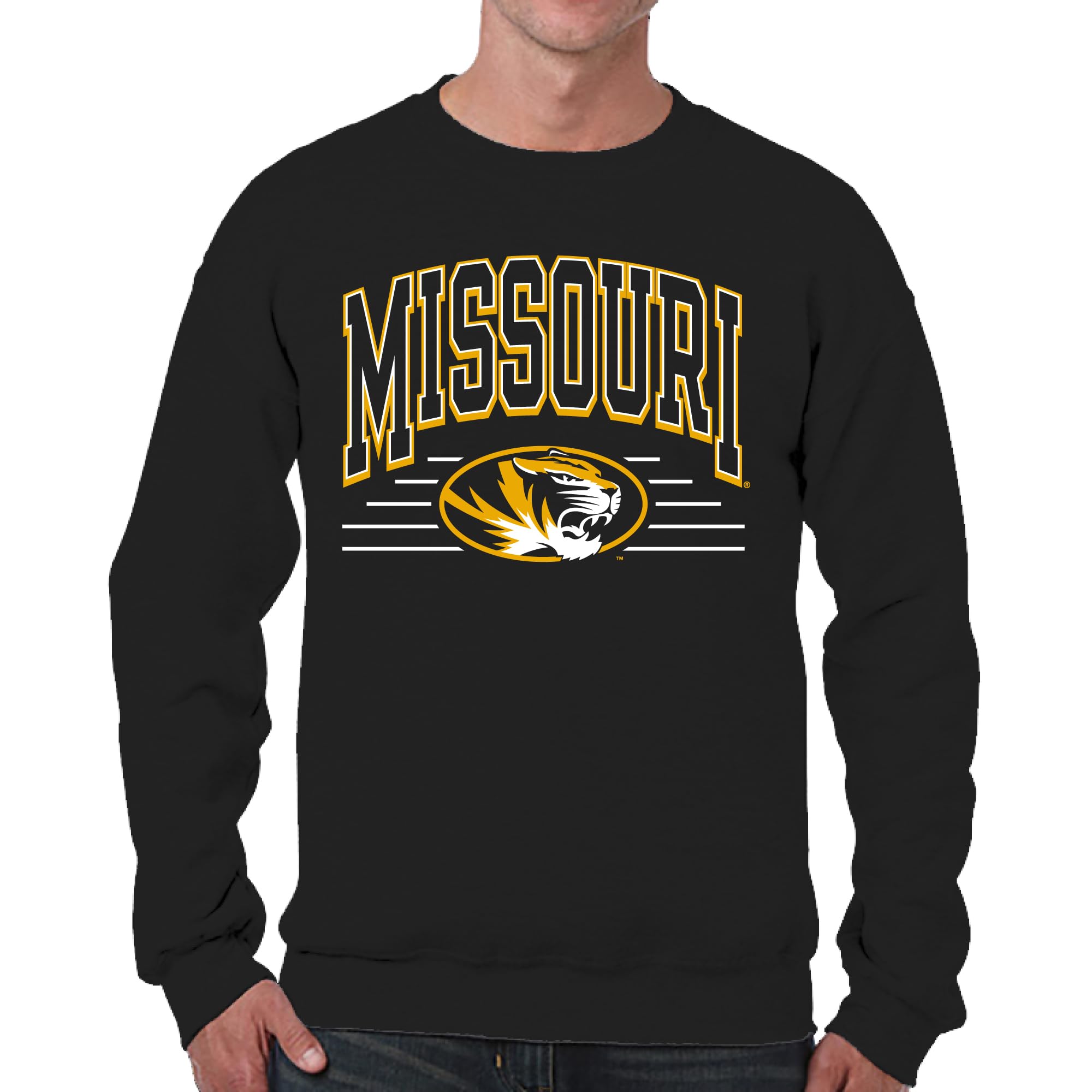 Campus Colors NCAA Adult Unisex Overtime Classics Crewneck Fleece Sweatshirt, Cozy Cotton Poly Blend, Timeless Design, Black, XL โ image 1